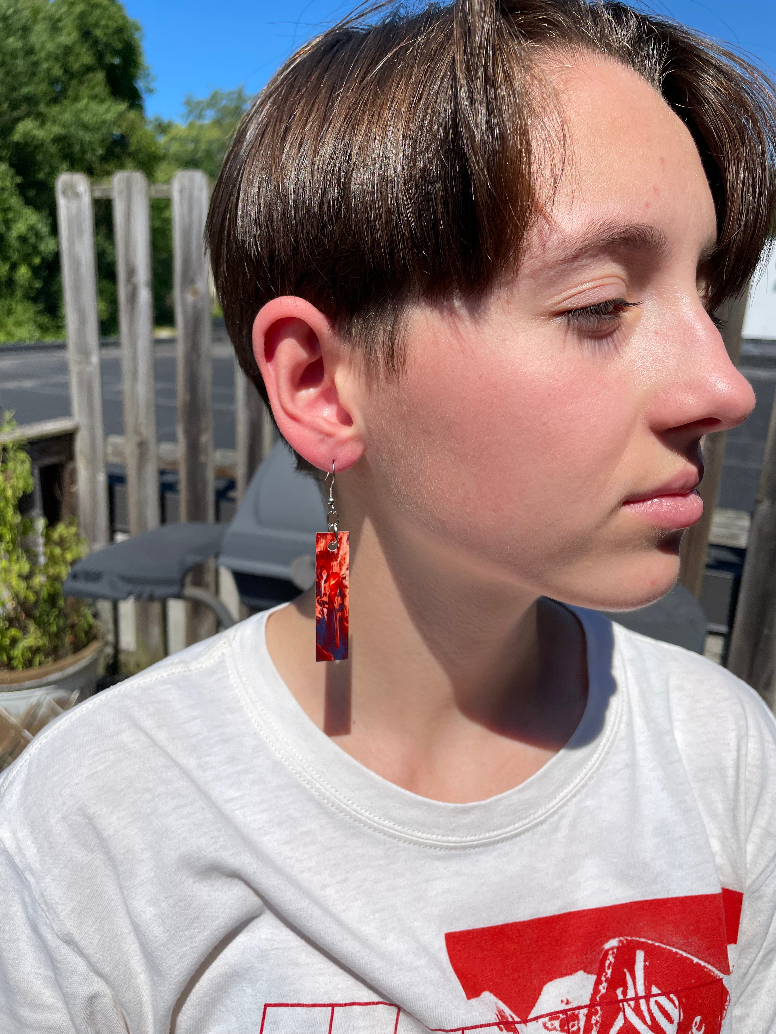 Abstract Art Earrings | Rectangle Dangle Earrings | Sterling Silver Hooks | Unique Jewelry