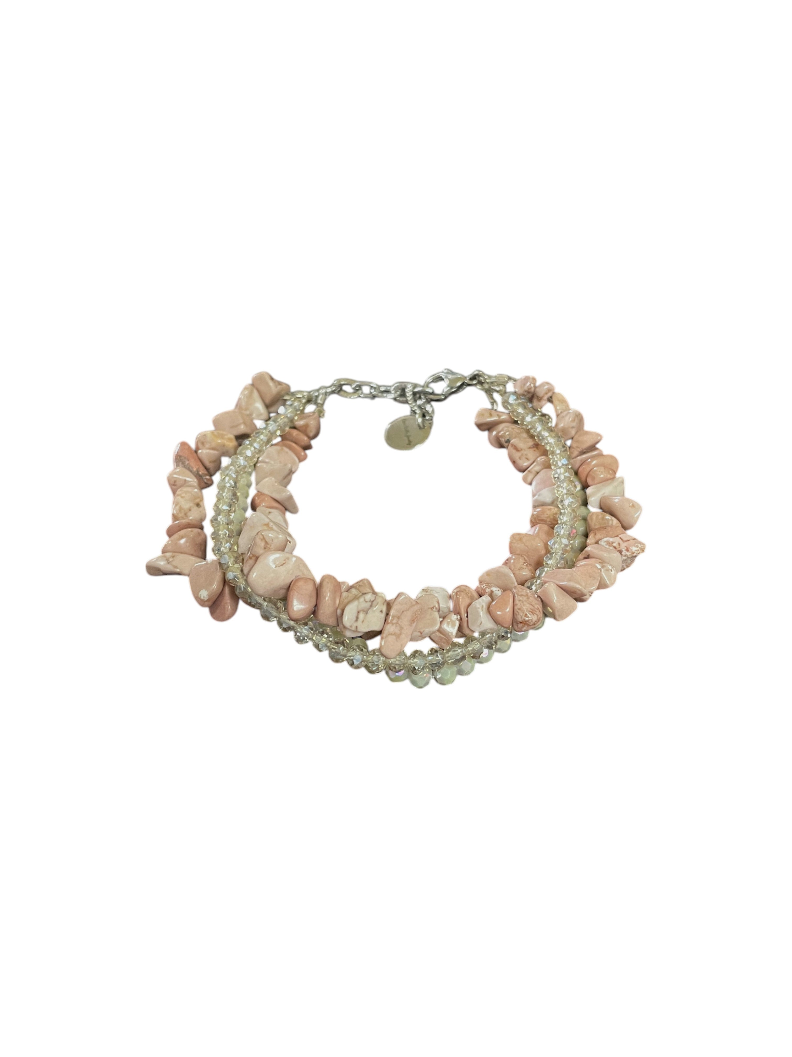 Multi-Strand Gemstone Bracelet | Aquamarine, Rhodonite, and Yellow Quartz