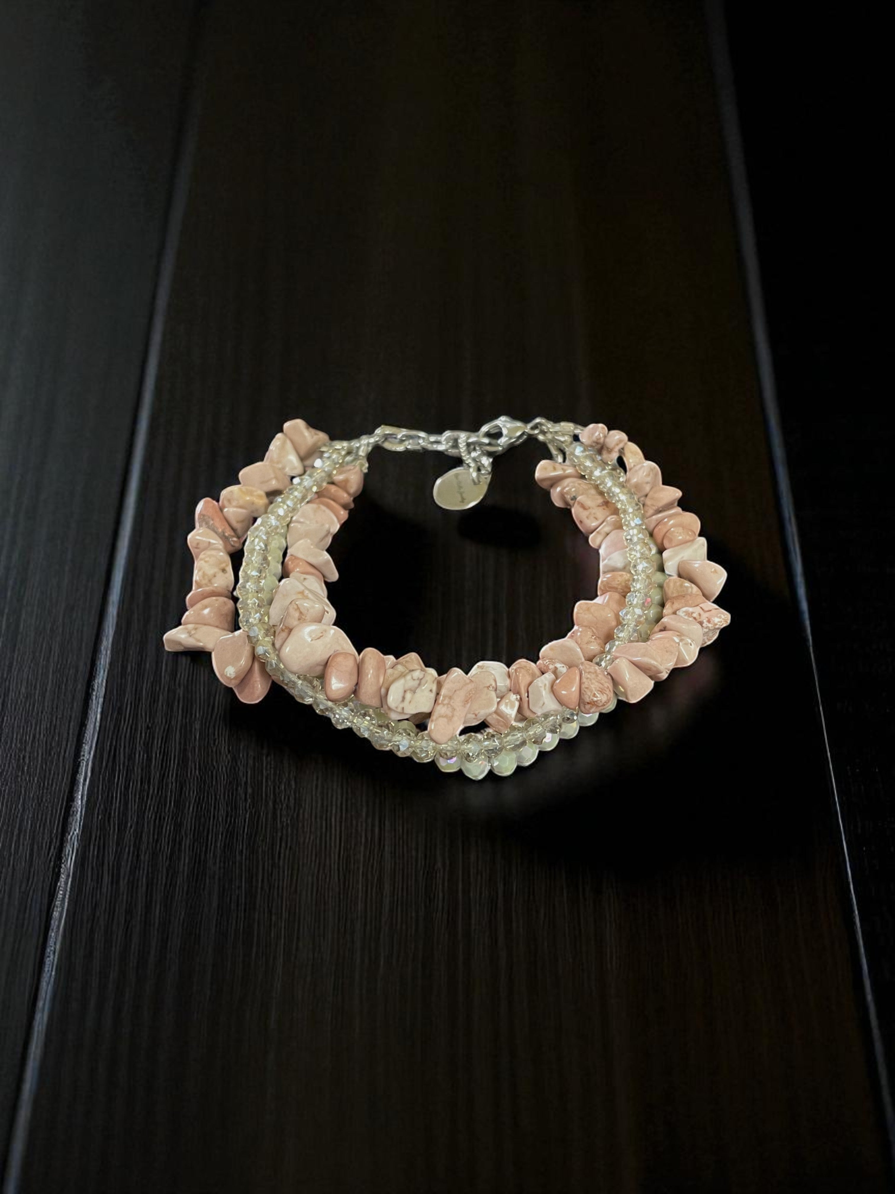 Multi-Strand Gemstone Bracelet | Aquamarine, Rhodonite, and Yellow Quartz