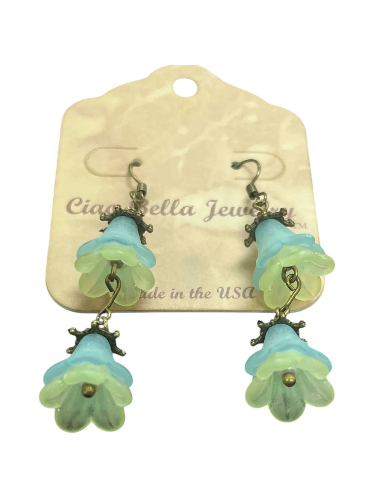 Delicate Lucite Flower Double Dangle Earrings | Handmade | Assorted Colors