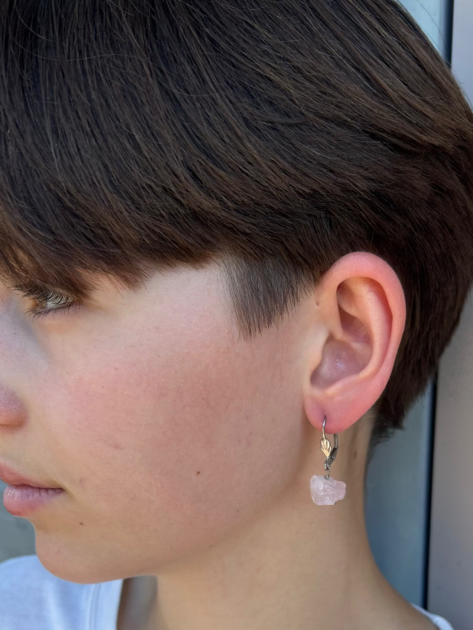 Effortless Style: Rose Quartz, Smoky Quartz, or Dark Garnet Leverback Rock Earrings