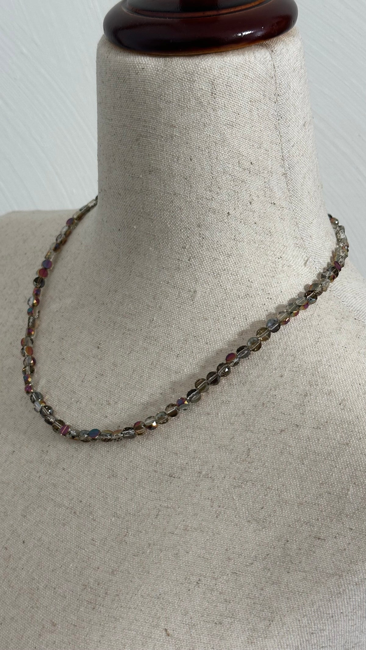 Faceted Beaded Crystal Necklace | Turquoise or Brown