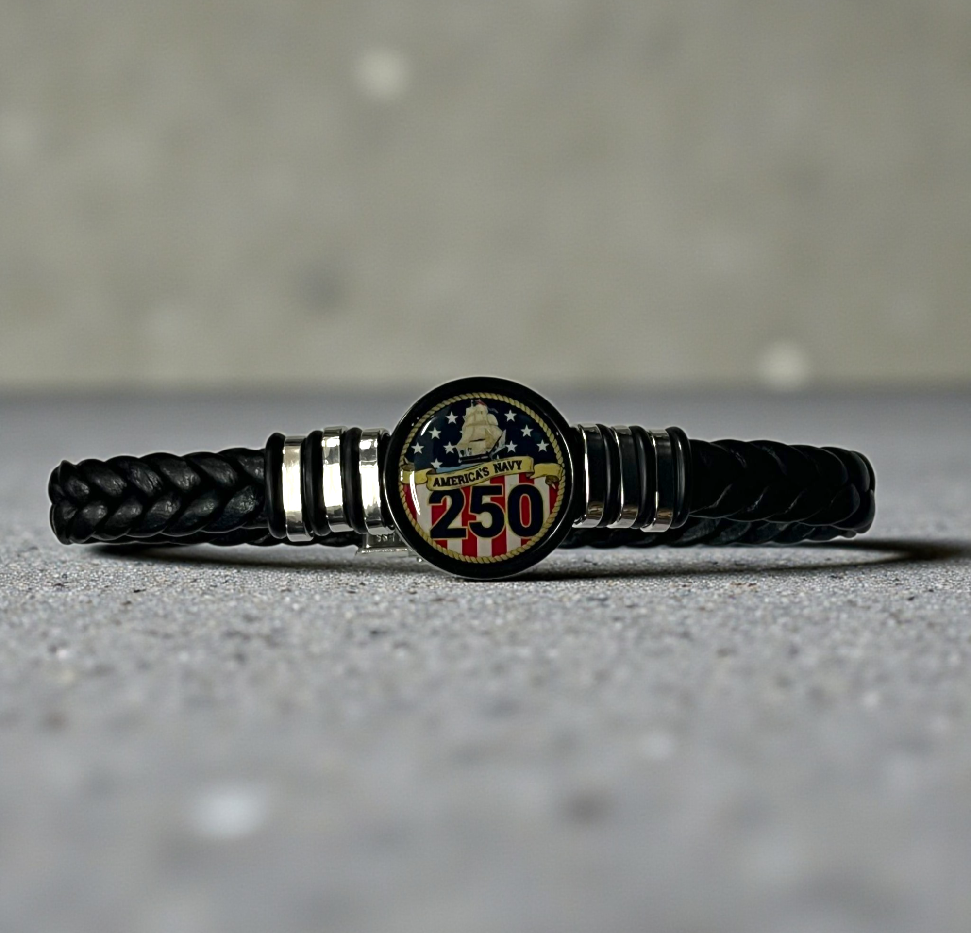 Limited Edition US Navy Braided Leather Bracelet - 250th Anniversary Collection - Officially Licensed