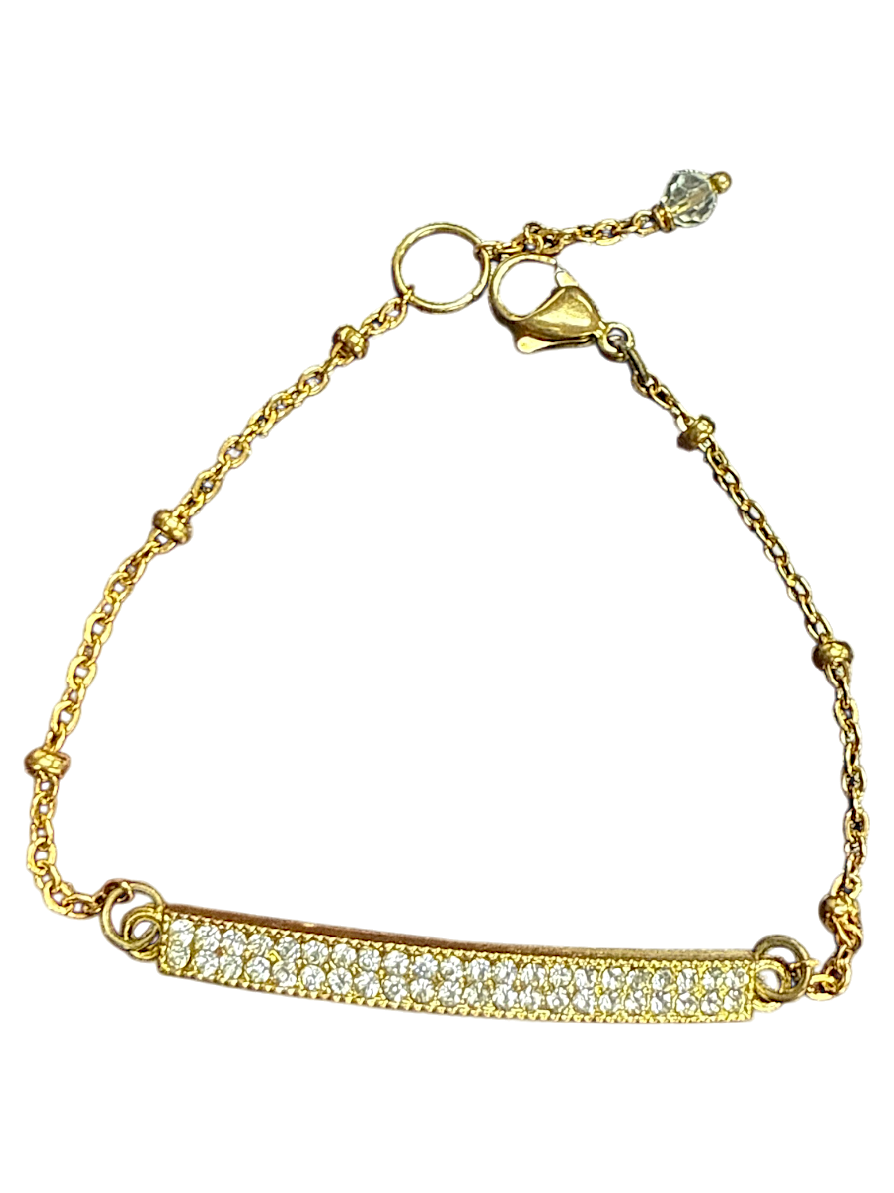 Dainty Gold Gleam Crystal Bar Bracelet