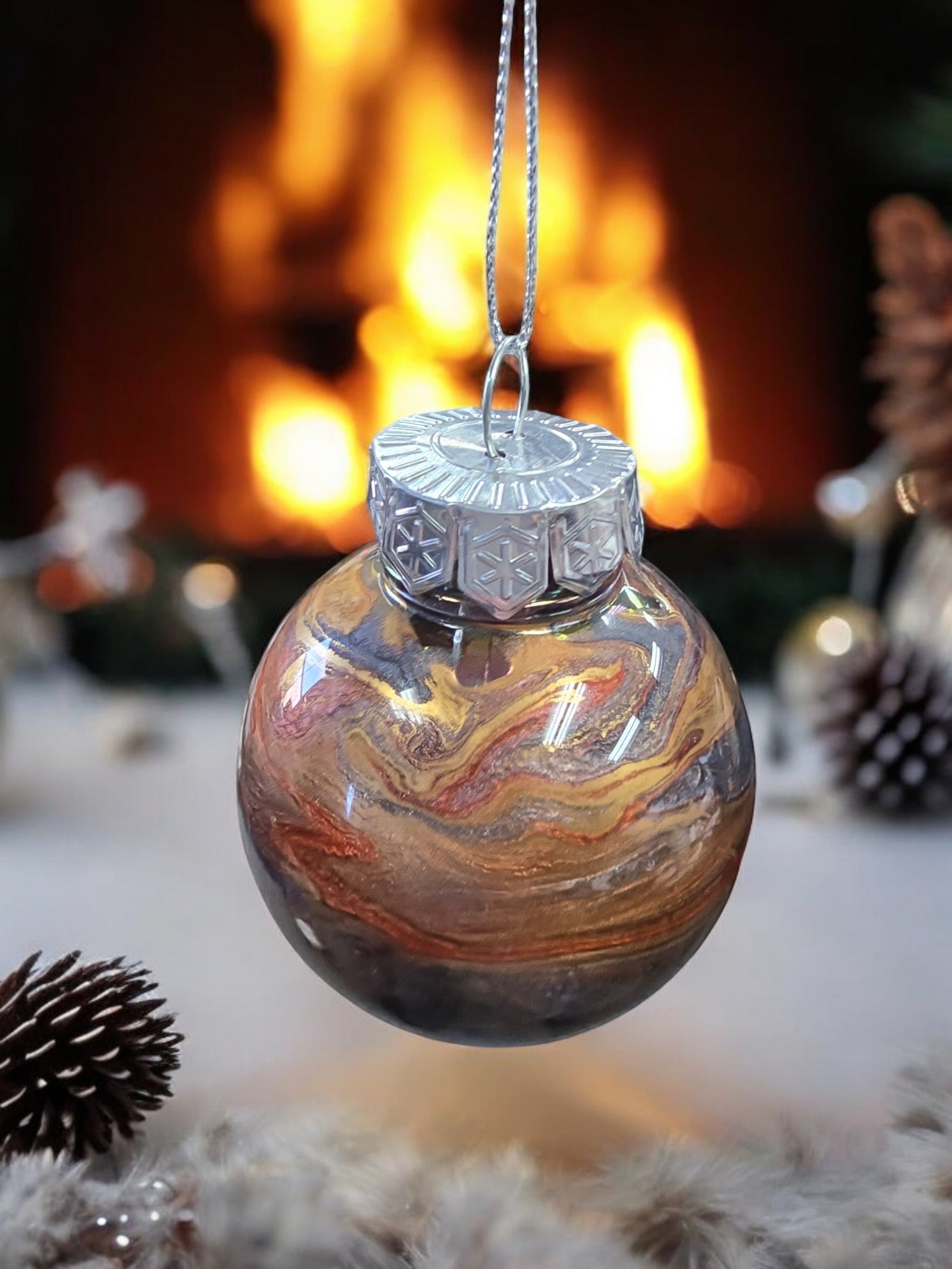 Swirl Globe Ornament | Resin Art | Unique Home Decor