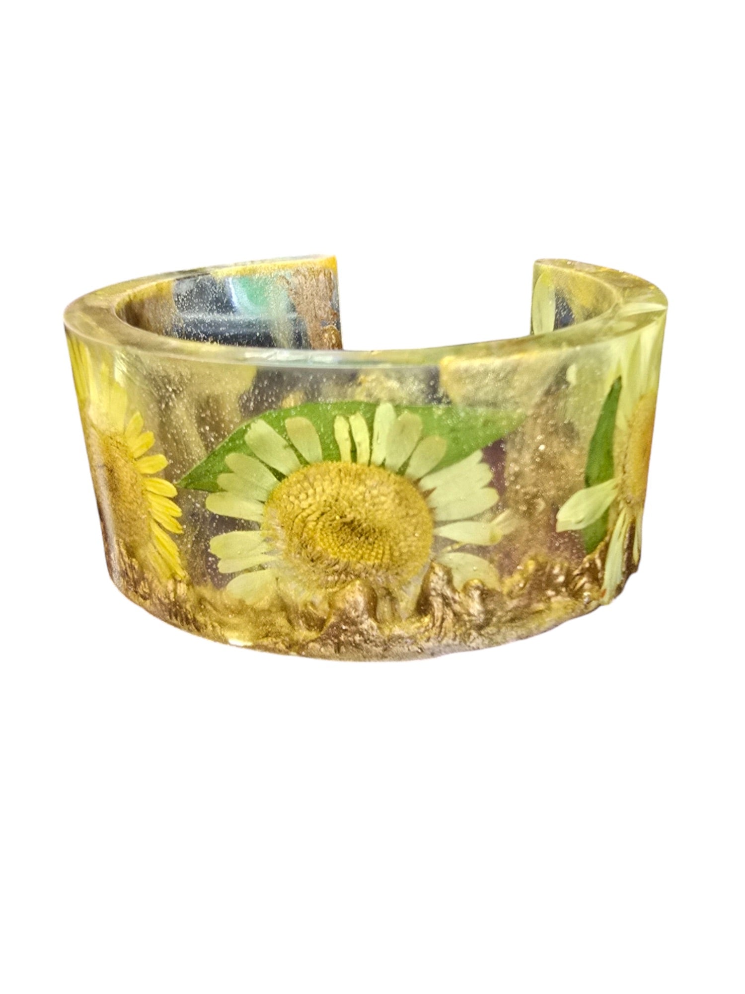 Handmade Resin Flower Cuff Bracelet | Unique Nature Jewelry | Two Color Options