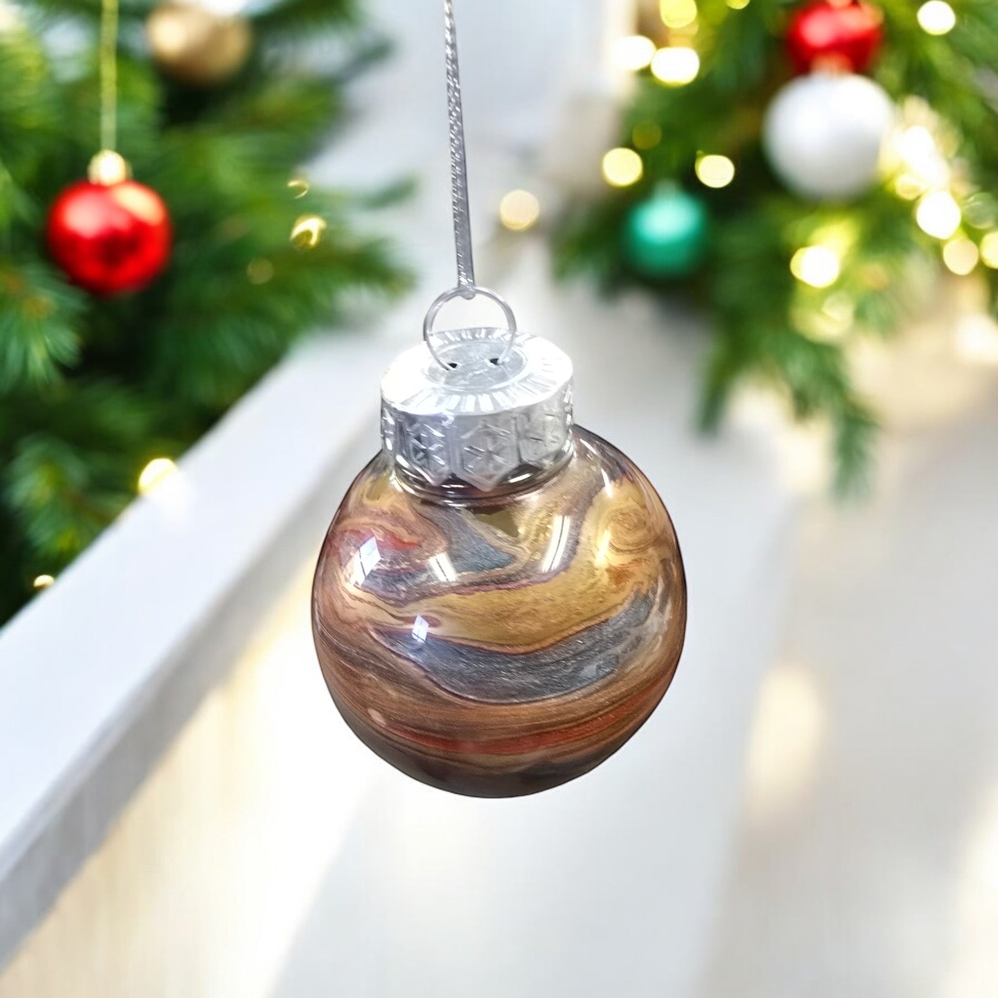 Swirl Globe Ornament | Resin Art | Unique Home Decor