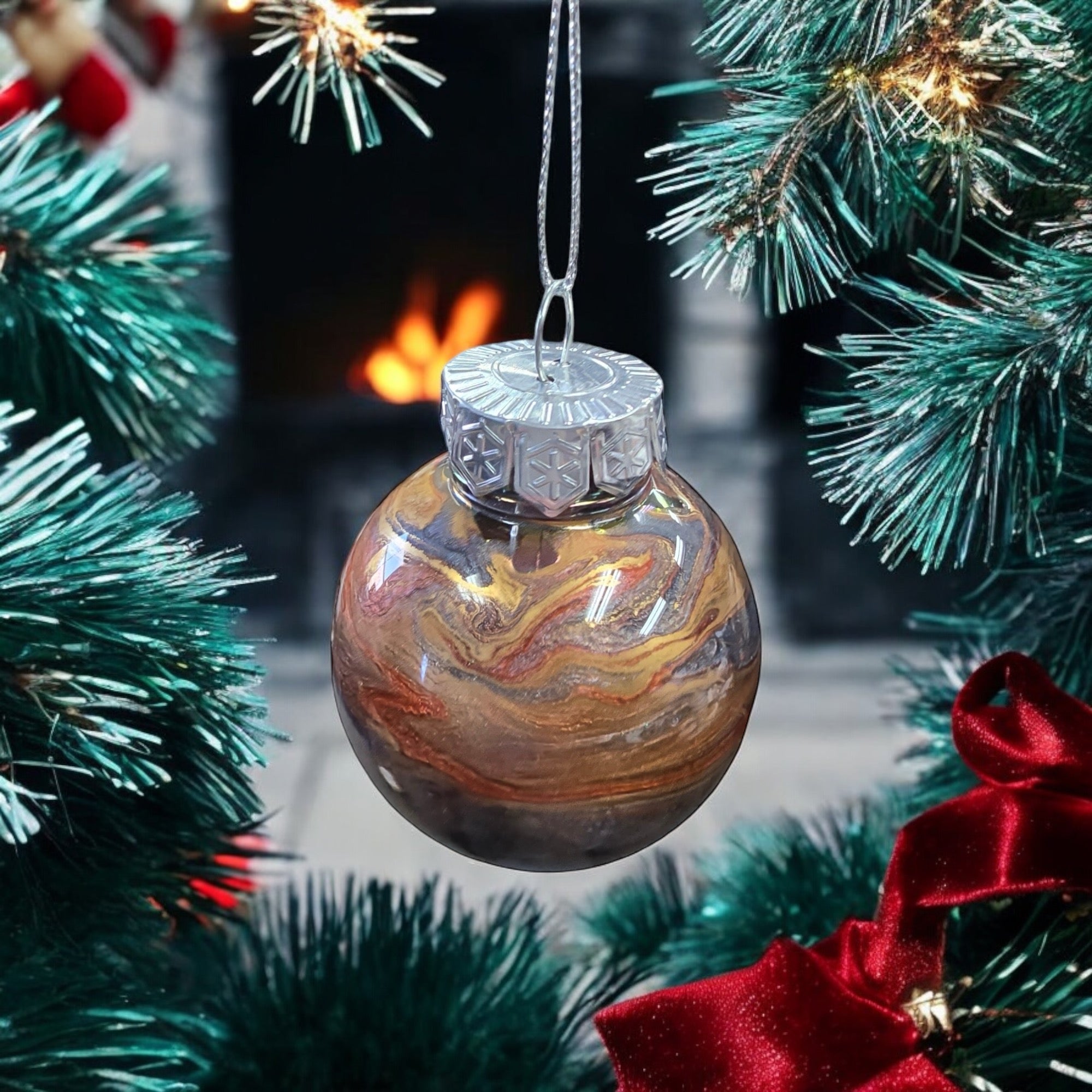 Swirl Globe Ornament | Resin Art | Unique Home Decor
