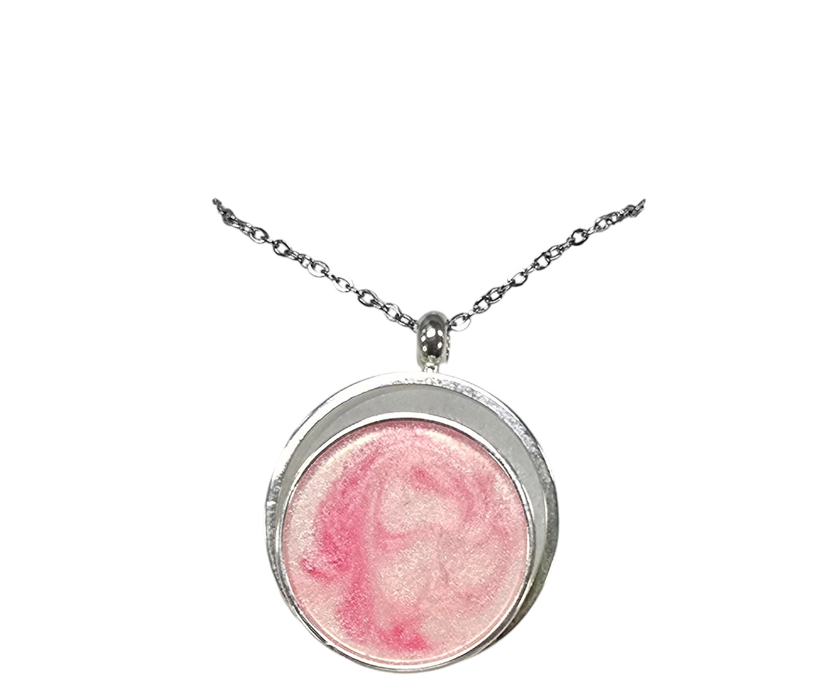Shades of Pink Resin Charm Necklace | Sterling Silver Plated | Unique Jewelry