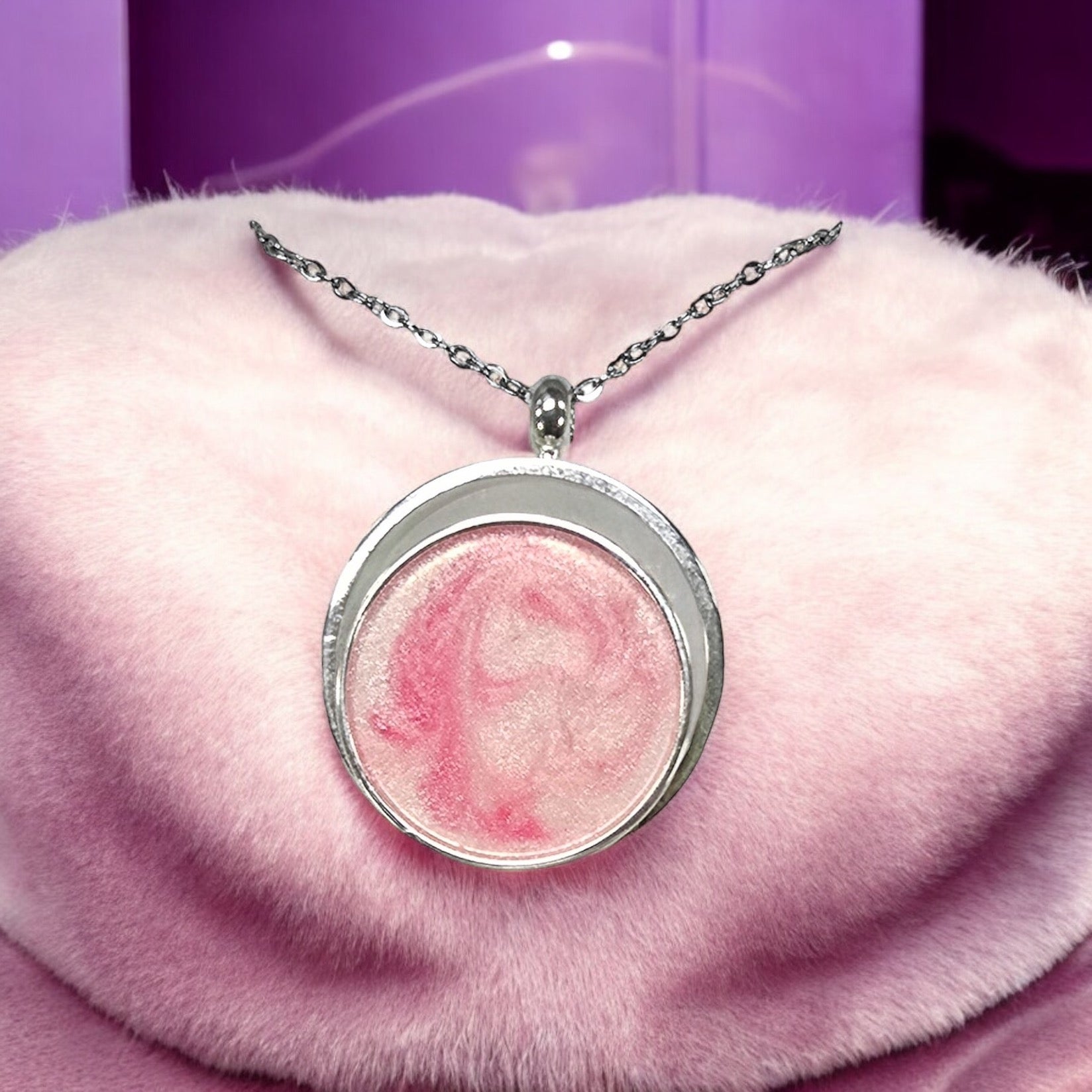 Shades of Pink Resin Charm Necklace | Sterling Silver Plated | Unique Jewelry