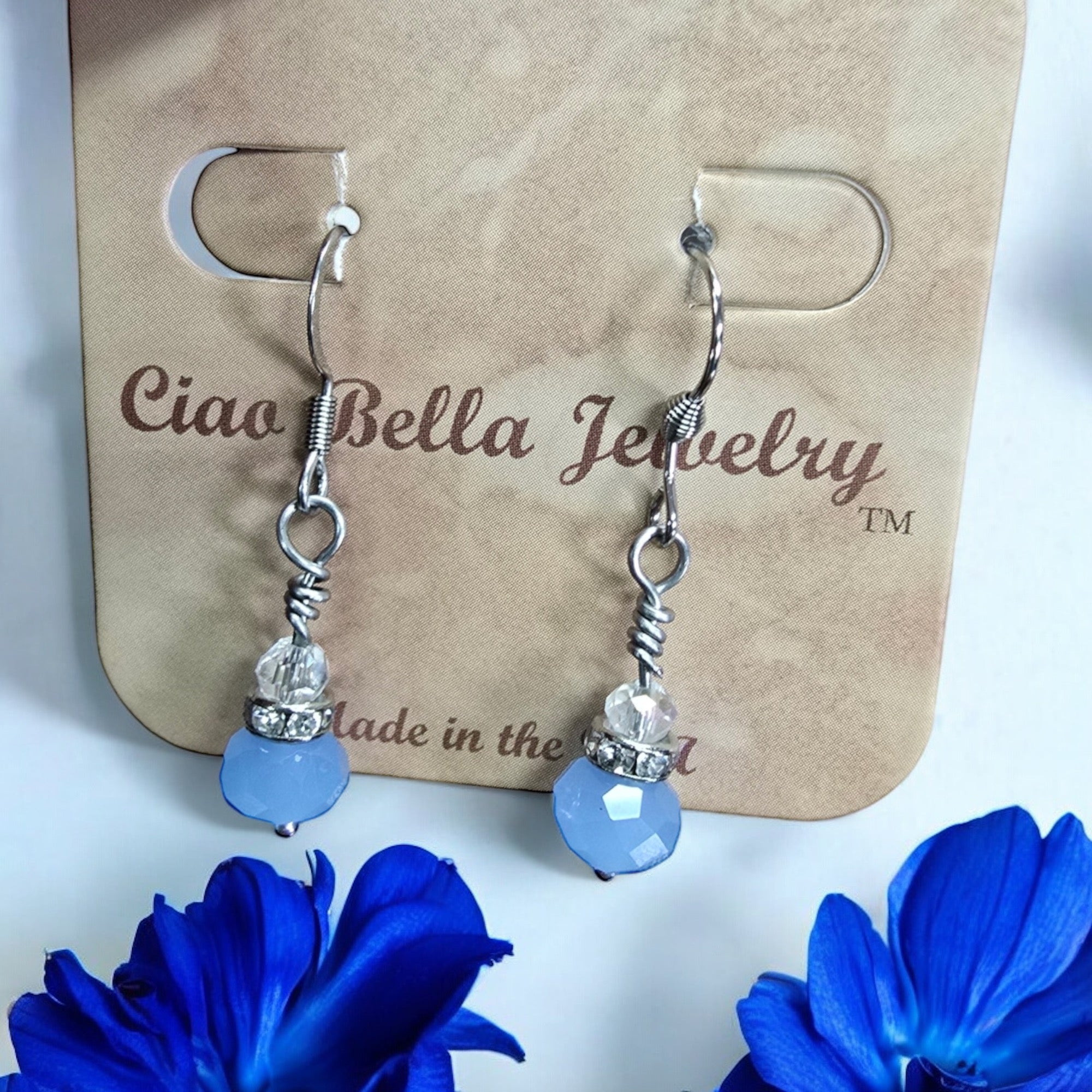 Michelle Marie's Sparling Crystal Drop Earrings | Variety of Colors | Sterling Silver or Gold Plated Ear Wires