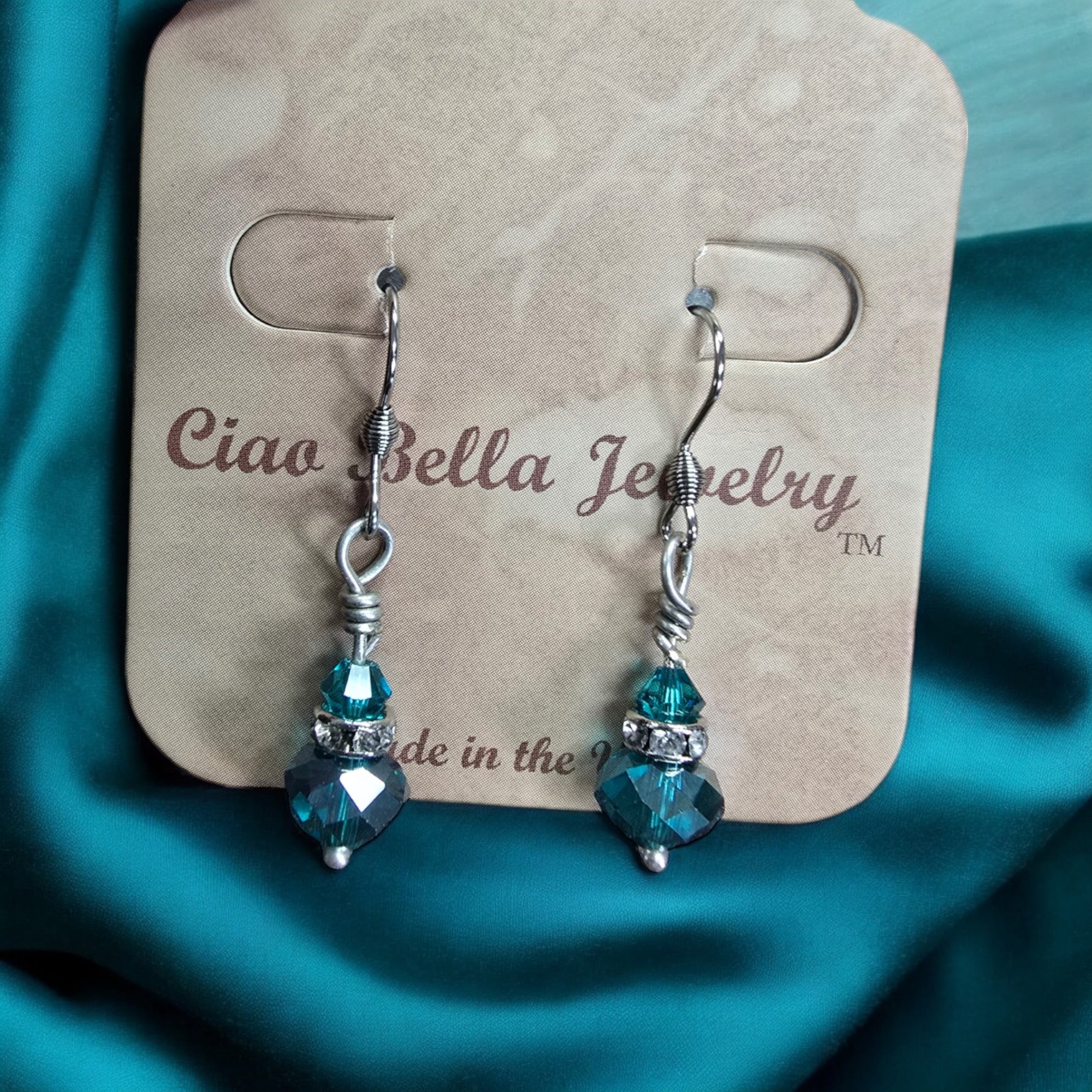 Michelle Marie's Sparling Crystal Drop Earrings | Variety of Colors | Sterling Silver or Gold Plated Ear Wires
