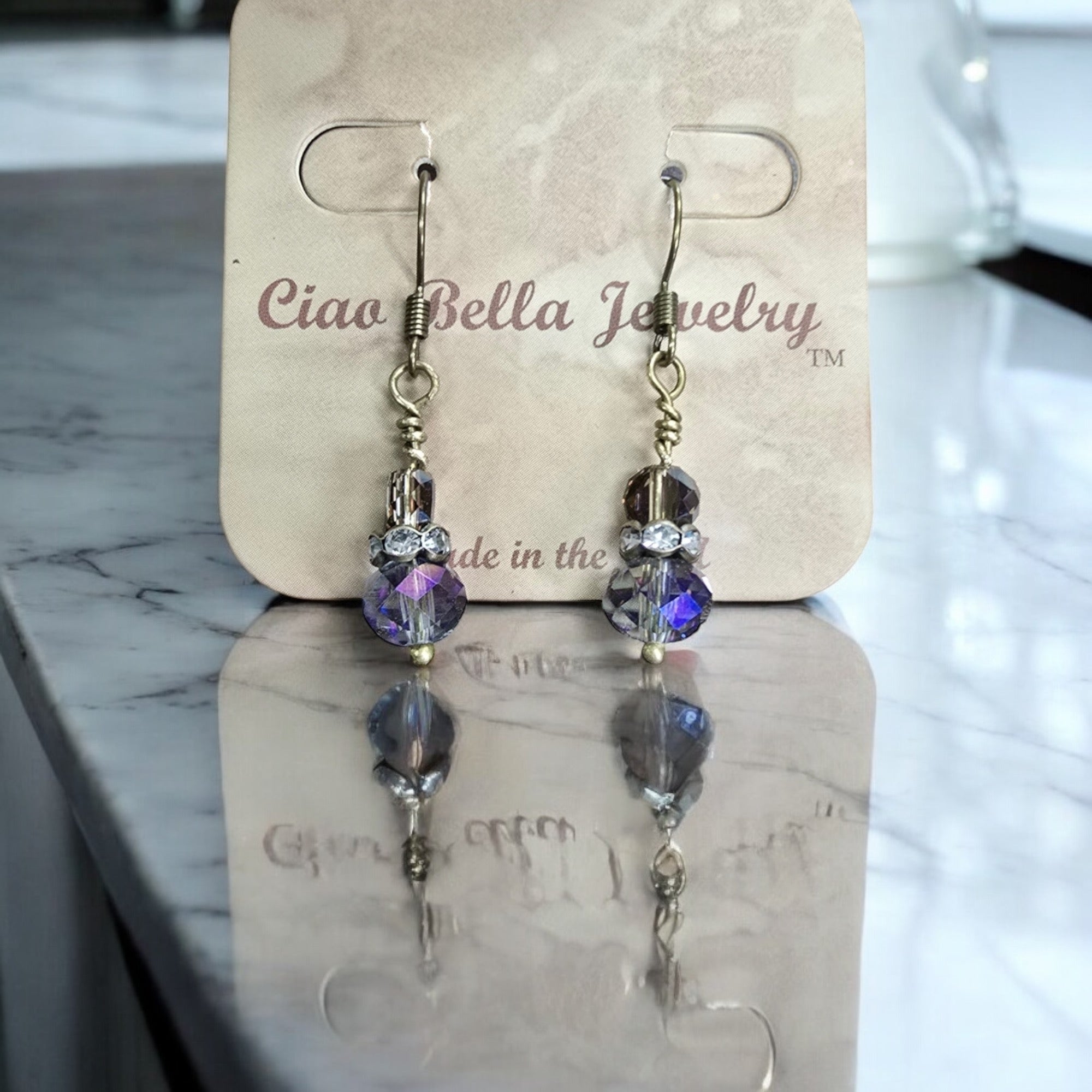 Michelle Marie's Sparling Crystal Drop Earrings | Variety of Colors | Sterling Silver or Gold Plated Ear Wires