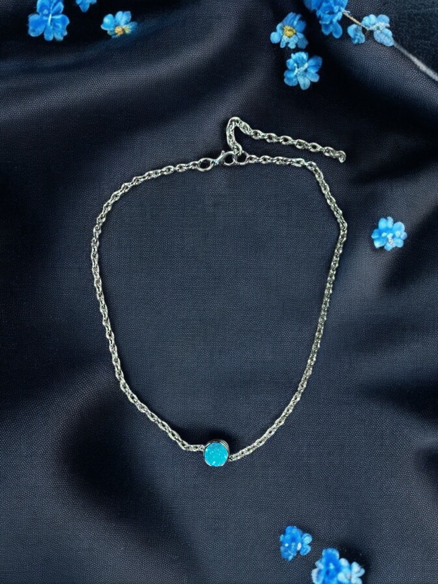 Gunmetal Chain Necklace with Druzy Pendant | Unique Handmade Jewelry