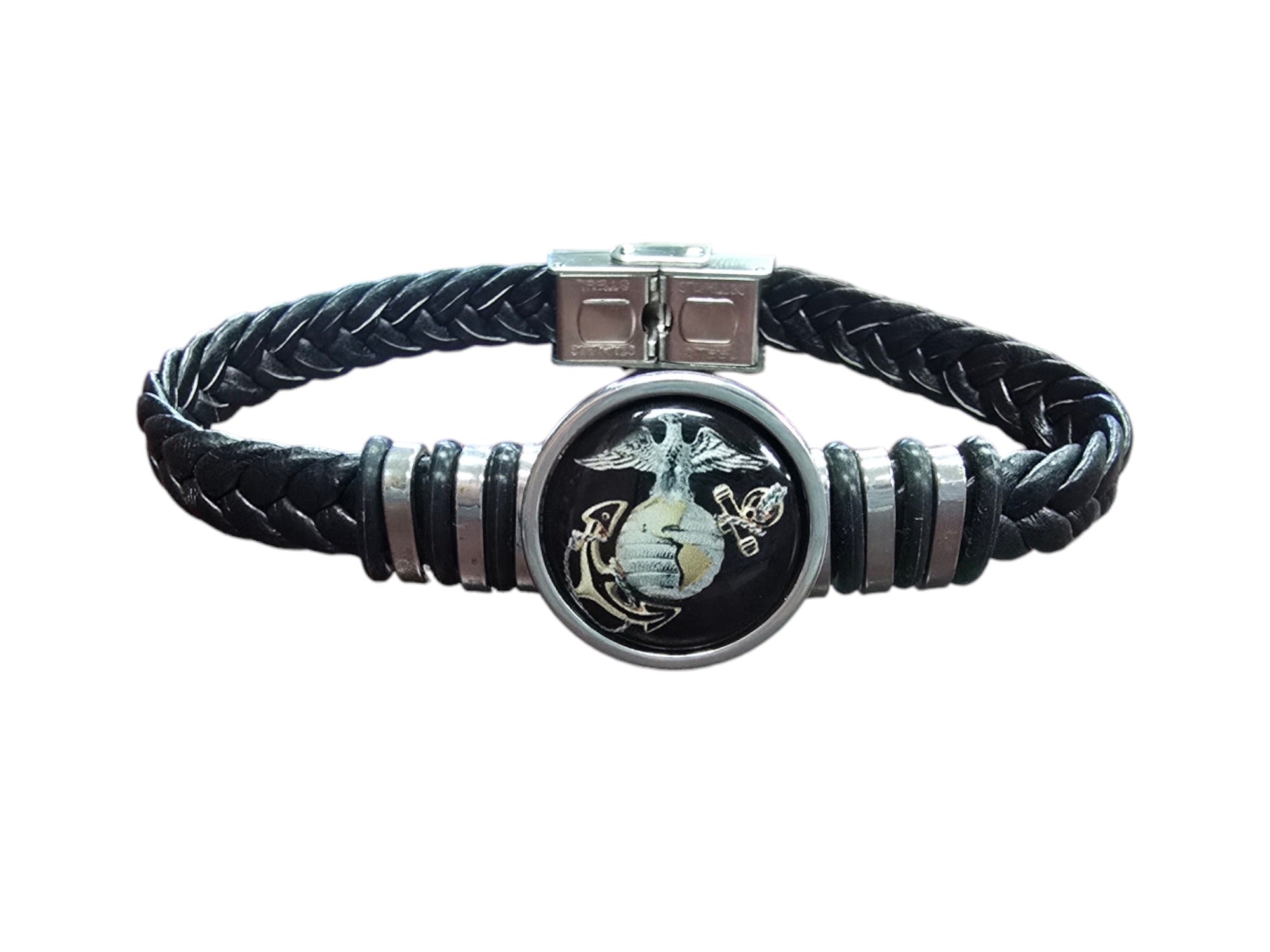 Black EGA Braided Leather Bracelet - Handmade, Sizes Available