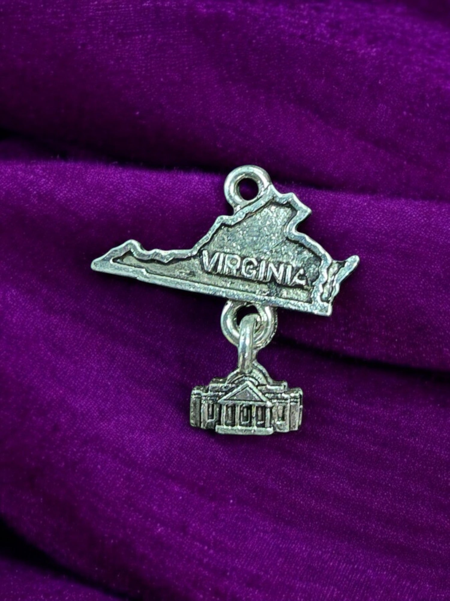 Silver Virginia State Pewter Charm | Travel Jewelry Accessory