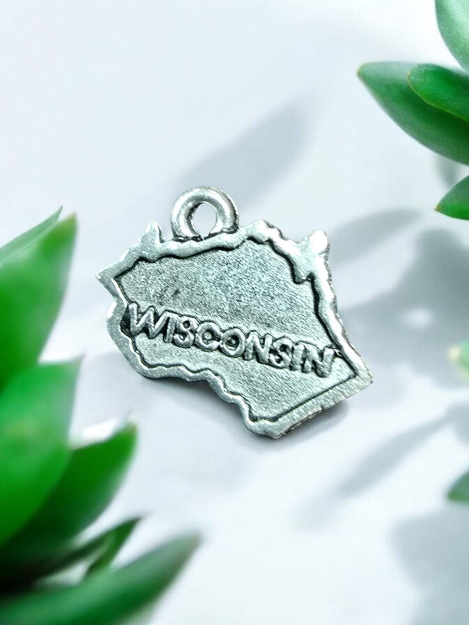 Wisconsin State Pewter Charm | Travel Jewelry Accessory