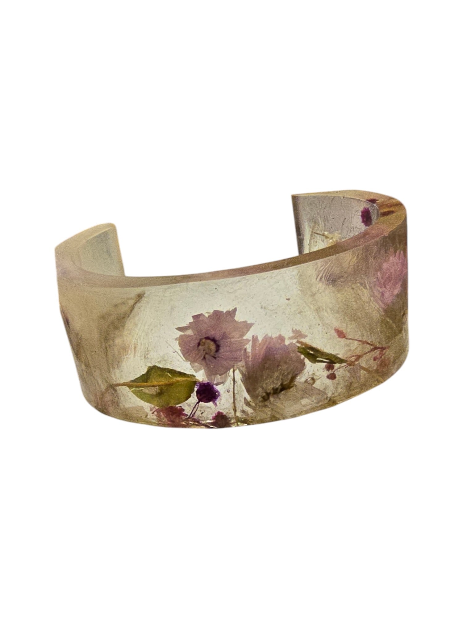 Colorful Handmade Pressed Flower Resin Cuff Bracelet | Unique Handmade Jewelry