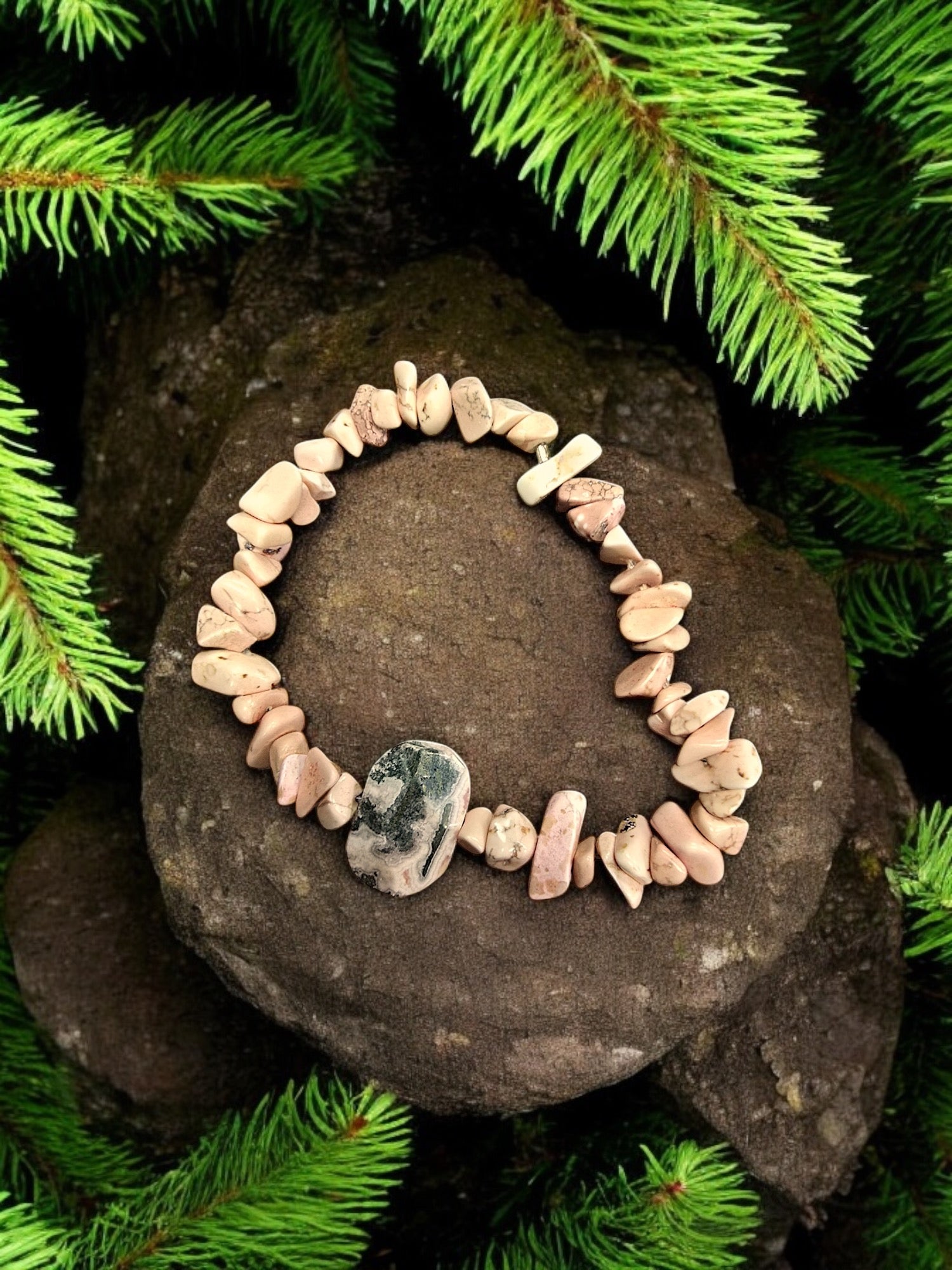 Rhodonite Stone Stretch Bracelet | Unique and Healing Gemstone Jewelry