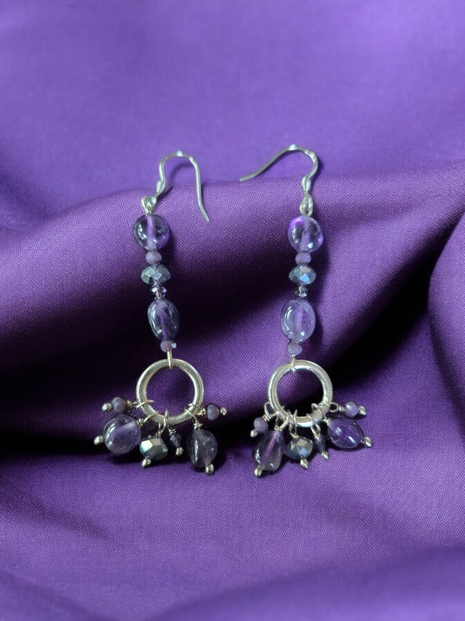 Dangle Earrings Amethyst, Tiger Eye, African Turquoise, Blue Agate, Amazonite, and Dumortierite | Michelle Marie Boutique