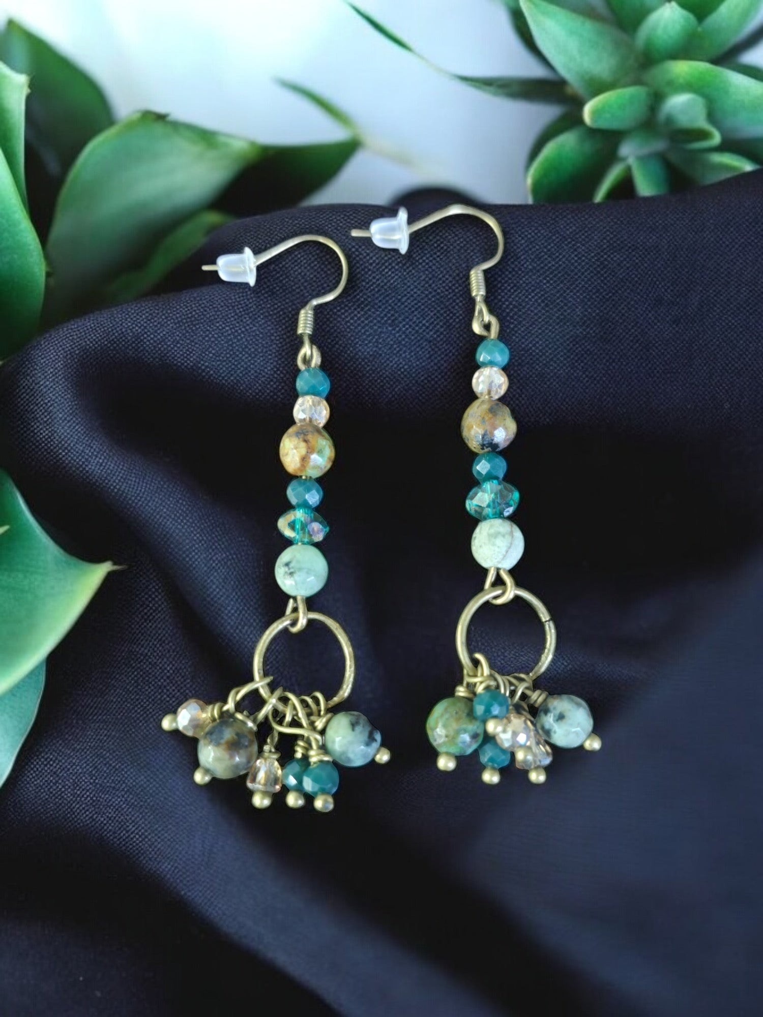 Dangle Earrings Amethyst, Tiger Eye, African Turquoise, Blue Agate, Amazonite, and Dumortierite | Michelle Marie Boutique