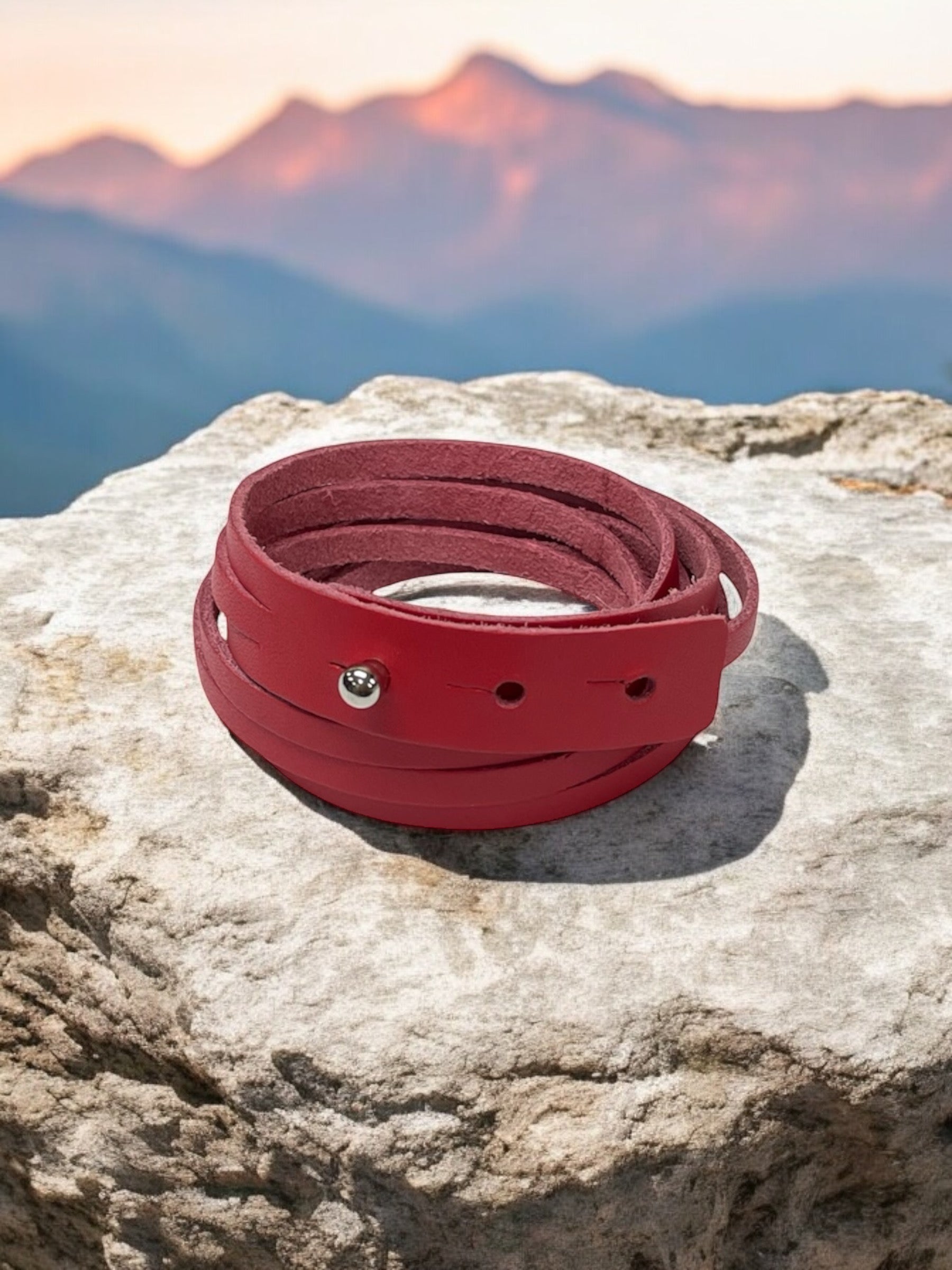 Leather Wrap Bracelet | Red - Black or Brown |Stylish and Versatile