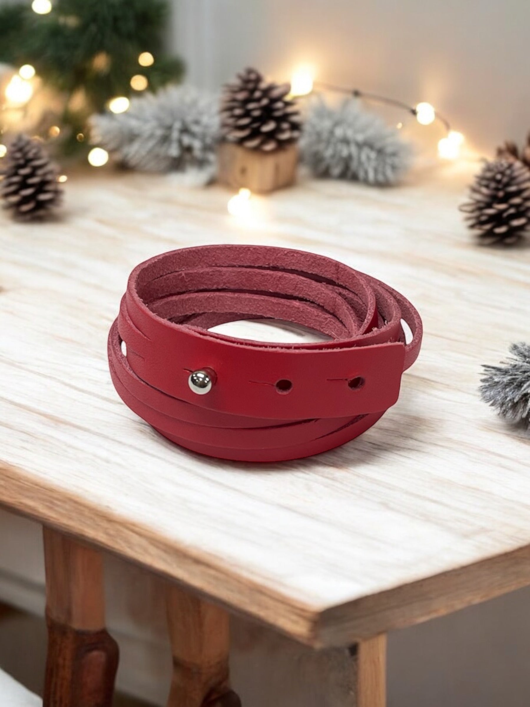 Leather Wrap Bracelet | Red - Black or Brown |Stylish and Versatile