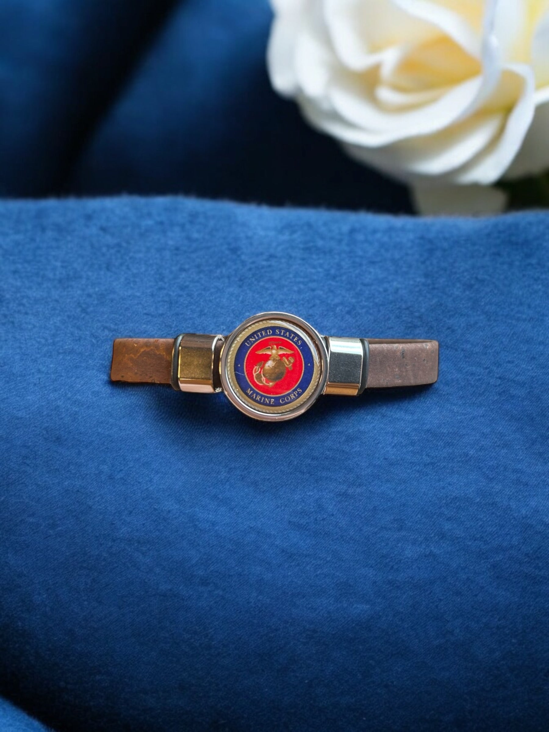 Marine Corps Seal Cork Bracelet, A Patriotic Fashion Statement, Sizes Available, Perfect Gift for Patriots, Handmade Craftsmanship