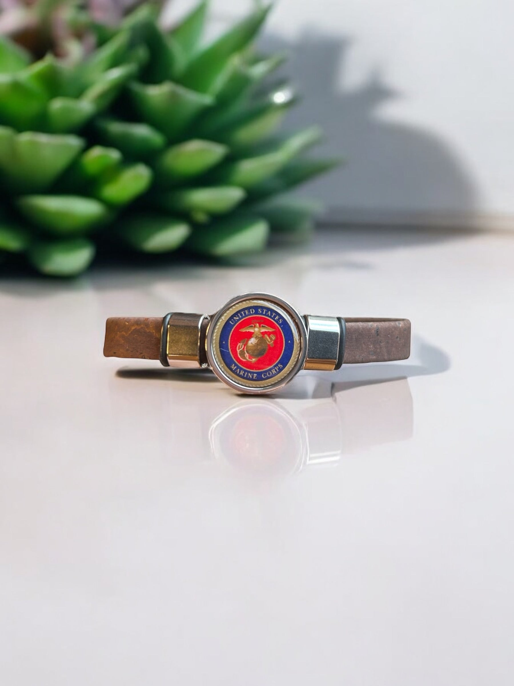 Marine Corps Seal Cork Bracelet, A Patriotic Fashion Statement, Sizes Available, Perfect Gift for Patriots, Handmade Craftsmanship