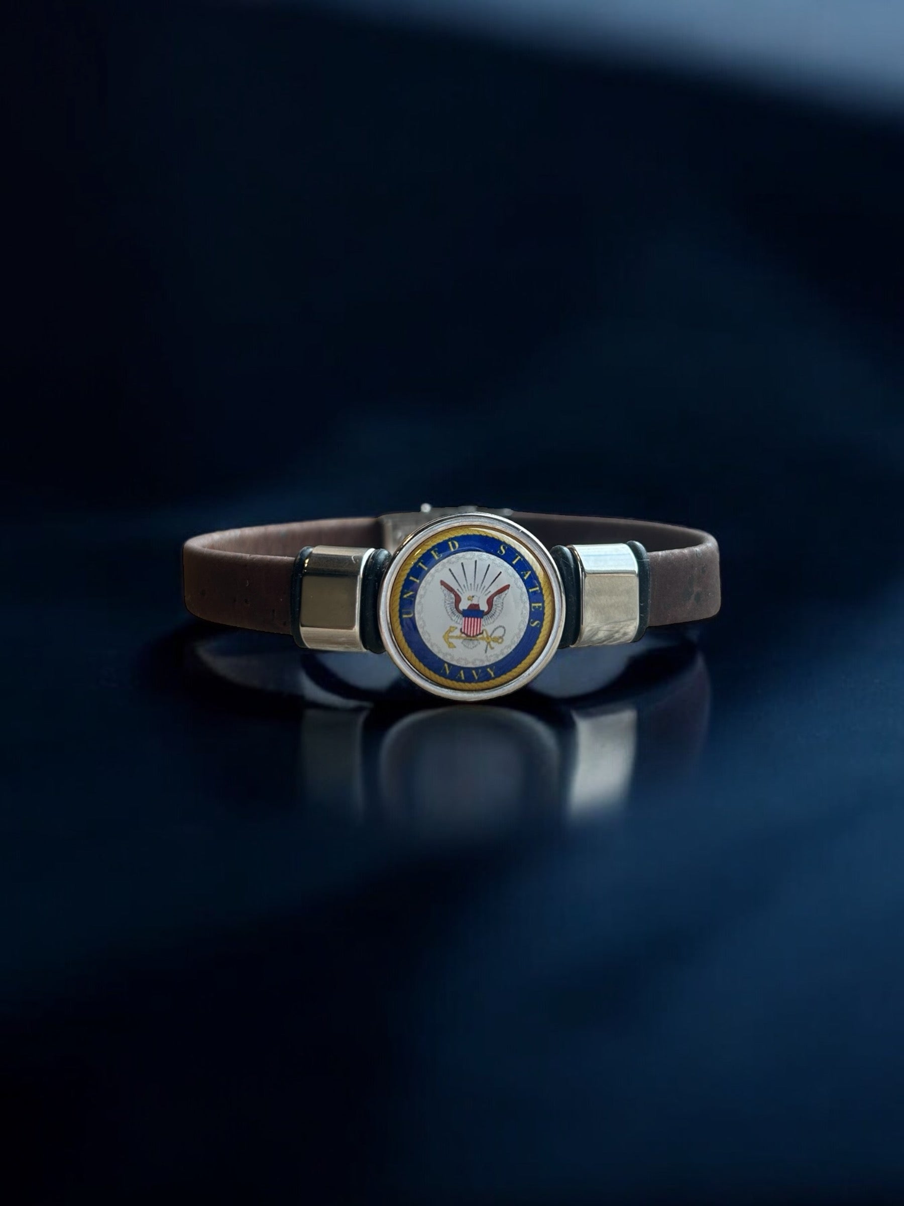 Navy Cork Bracelet, A Nautical Tribute, Unique Design, High Quality Materials, Comfortable Fit, Sizes Available, Handmade Craftsmanship