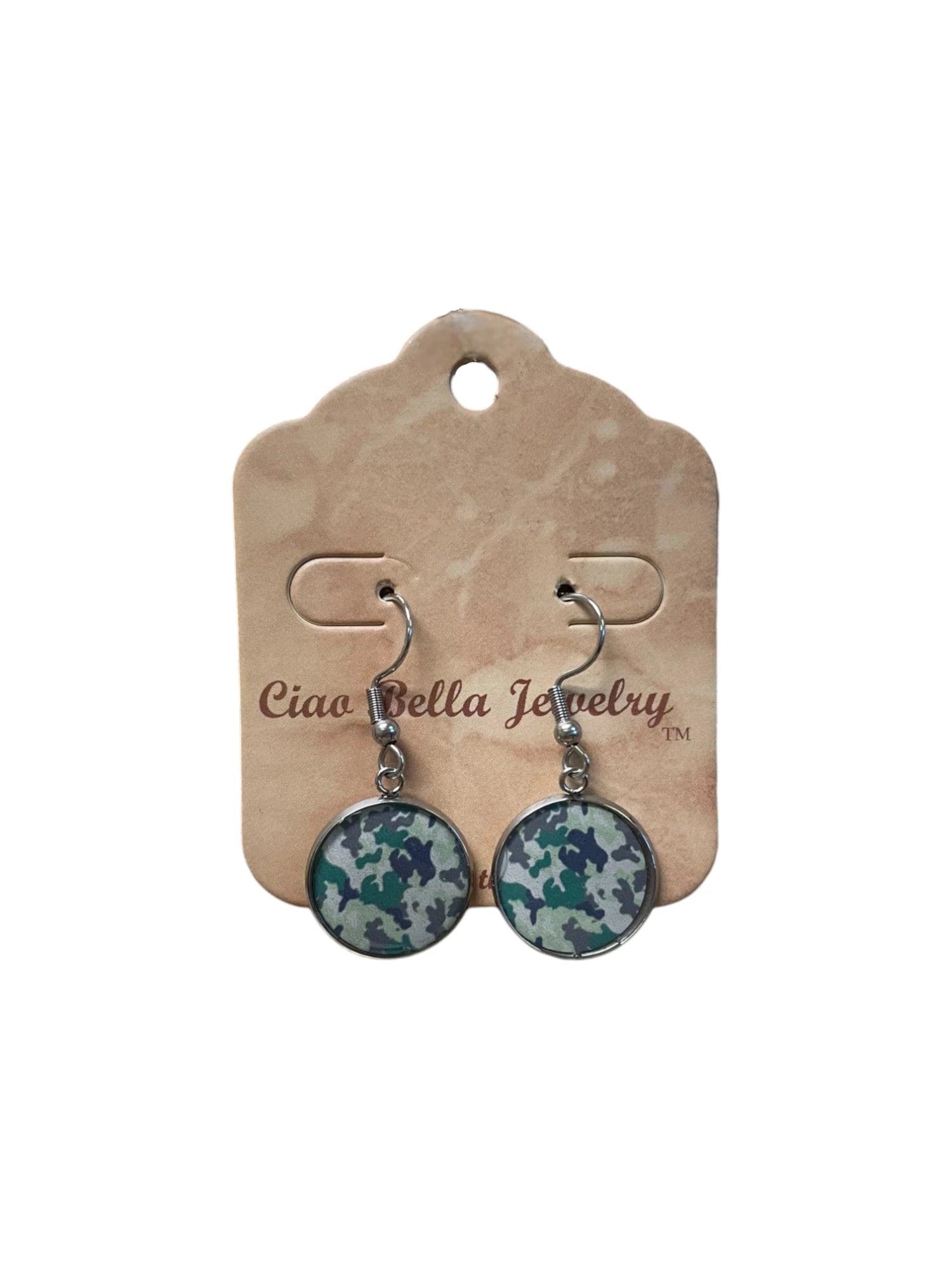 Sterling Silver Camo Earrings - Edgy & Unique | Fashionable Women's Earrings