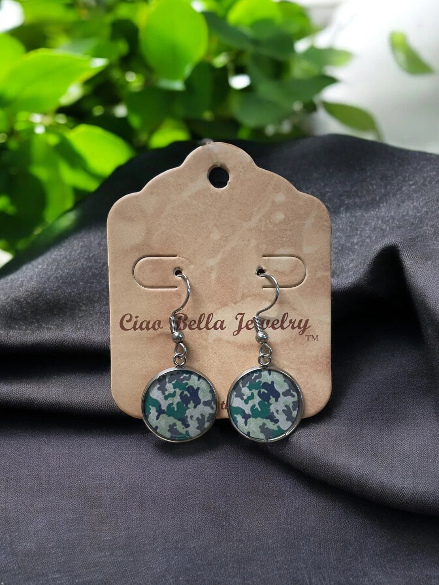 Sterling Silver Camo Earrings - Edgy & Unique | Fashionable Women's Earrings