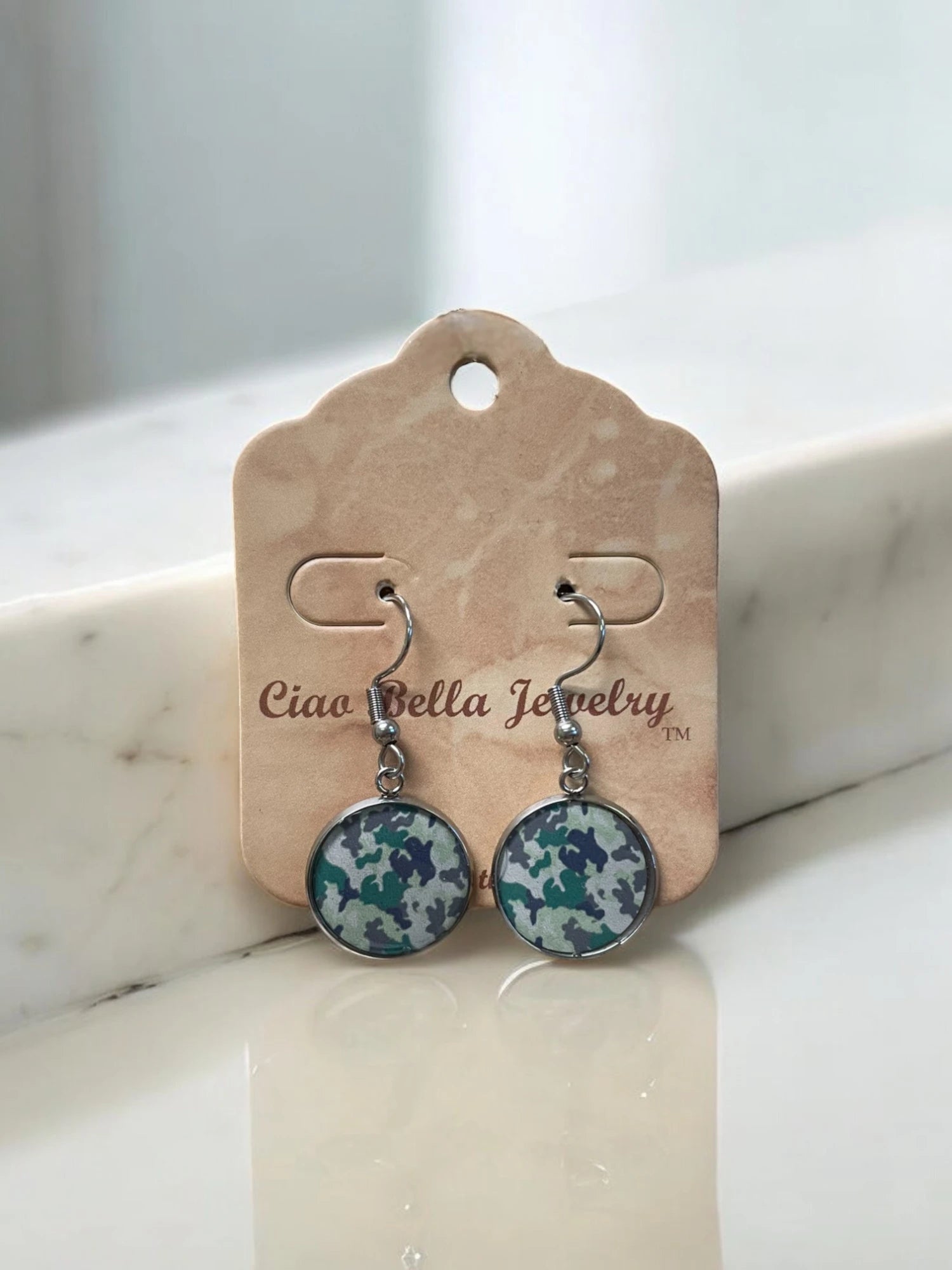 Sterling Silver Camo Earrings - Edgy & Unique | Fashionable Women's Earrings