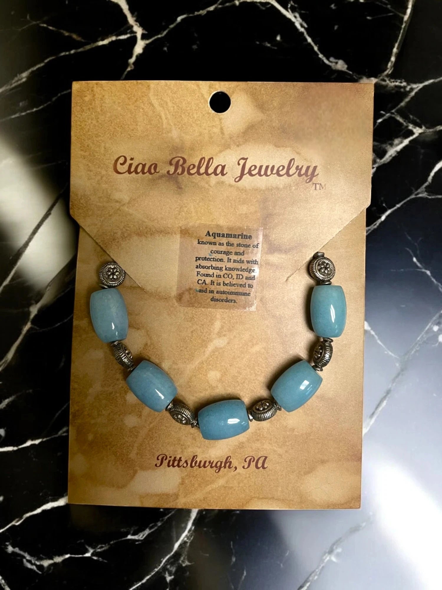 Aquamarine Stretch Bracelet - Calming & Soothing
