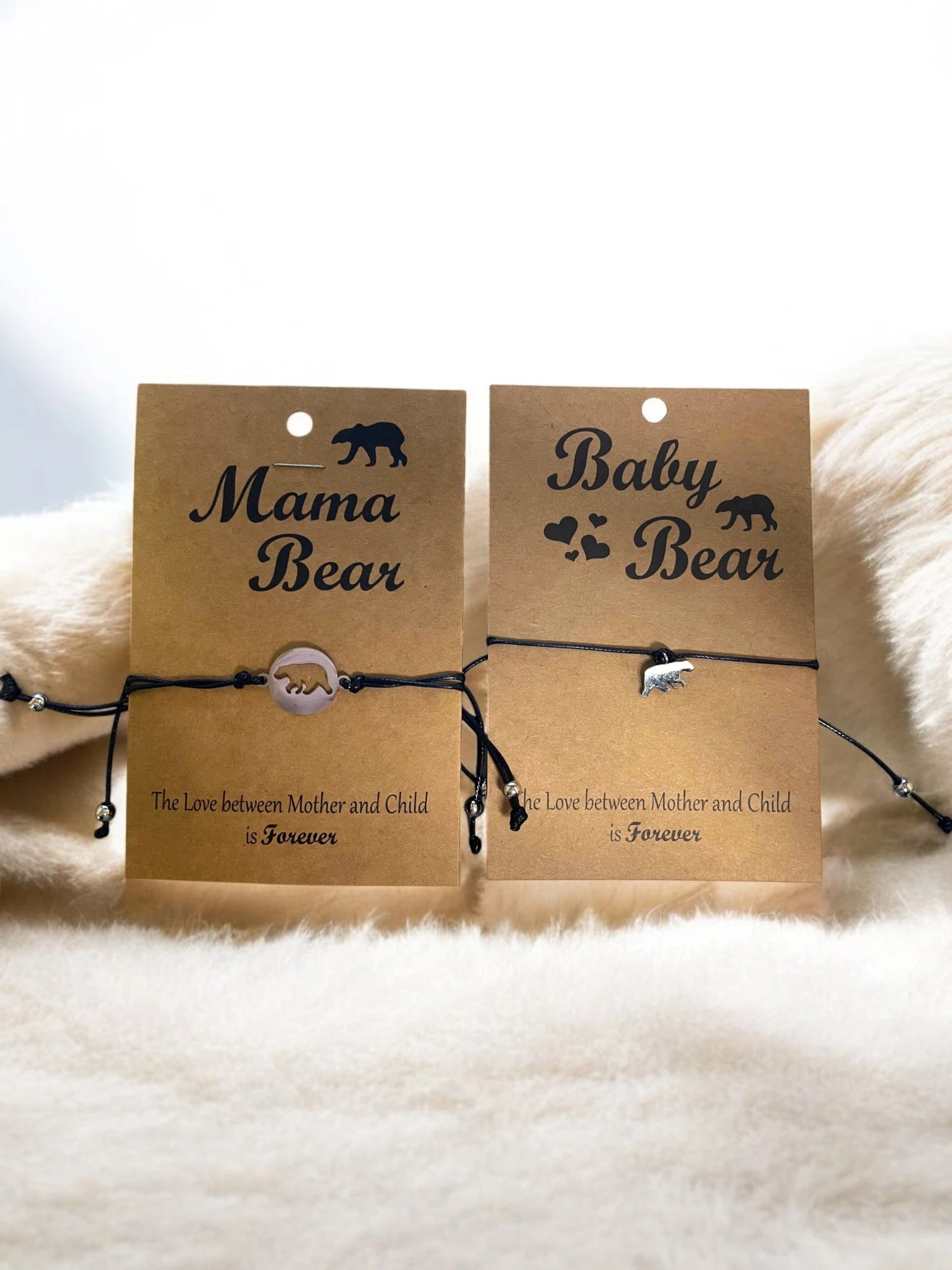 Mama & Baby Bear Bracelet Set - Matching Mother-Child/Friendship Jewelry Gift