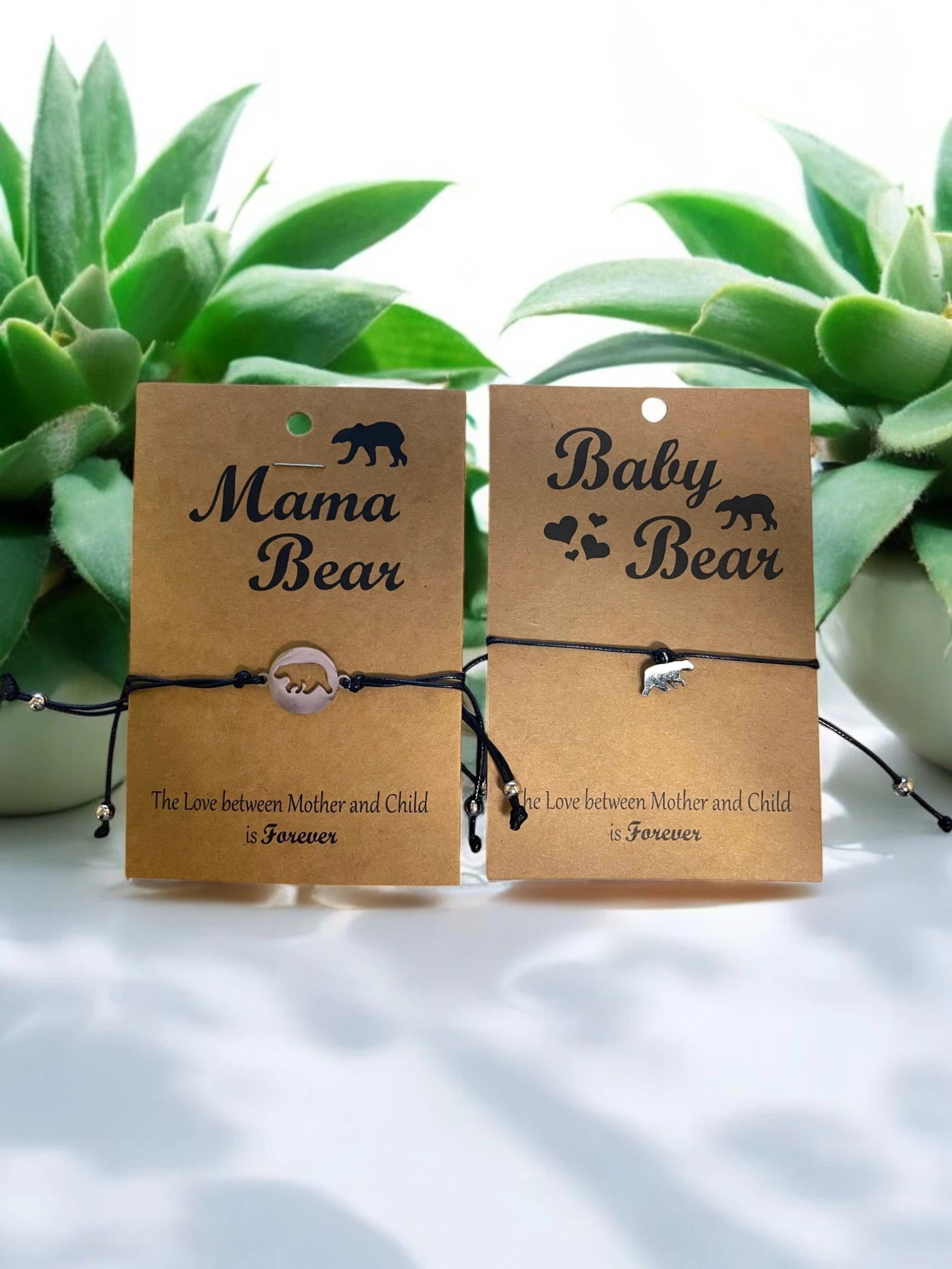 Mama & Baby Bear Bracelet Set - Matching Mother-Child/Friendship Jewelry Gift