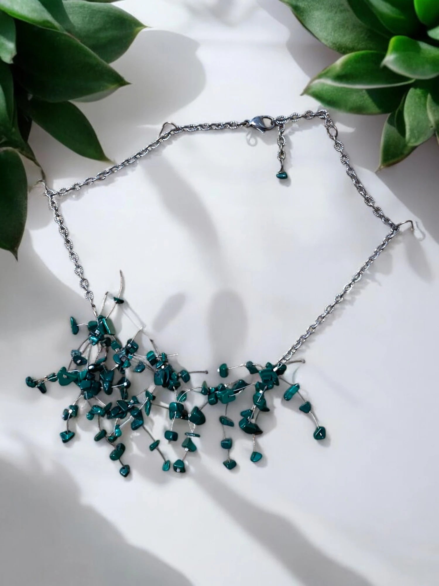 Gemstone Starlight Spray Statement Necklace - Amethyst, Malachite, Amazonite