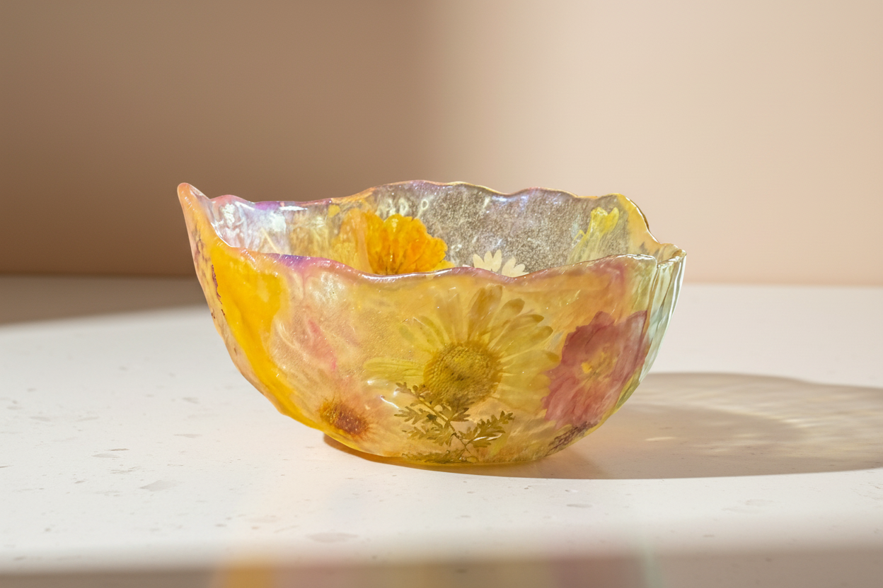 Pressed Flower Resin Art Bowl