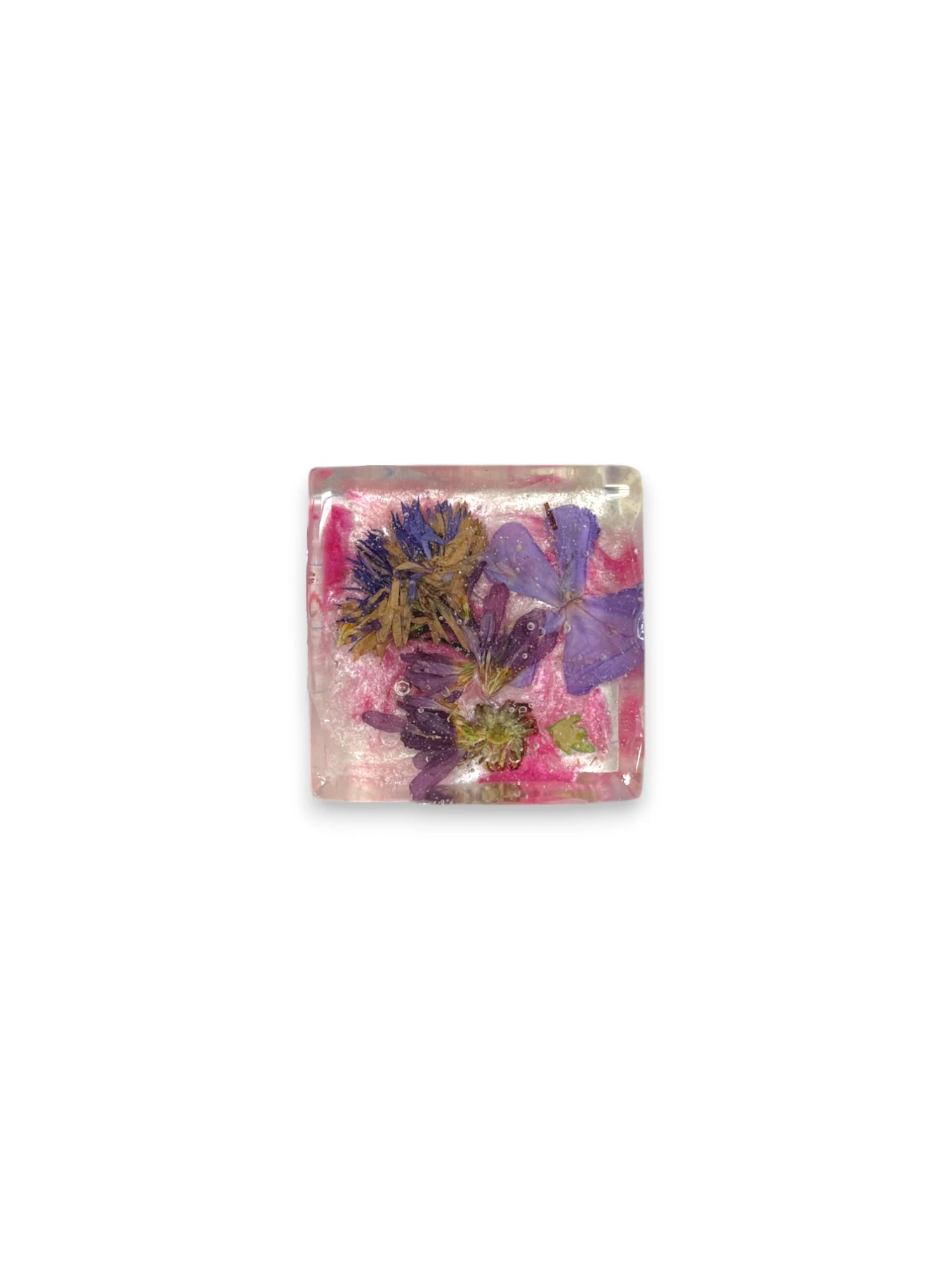 Pink Pressed Flower Resin Magnet, Cosmos, Bachelor Buttons, Speedwell, Floral Magnet
