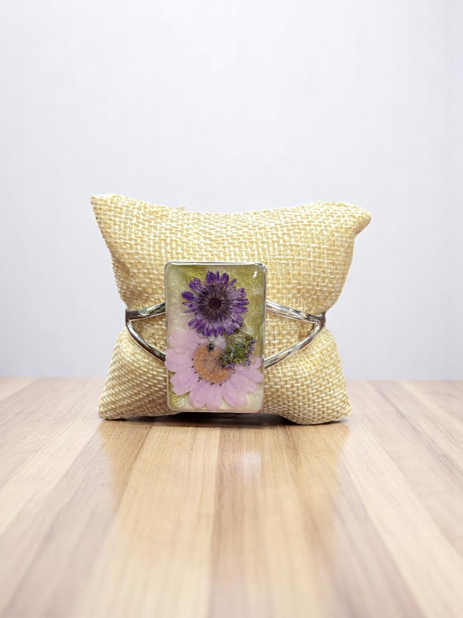 Pressed Flower Resin Cuff Bracelet | Pink & Purple or Pink Flowers