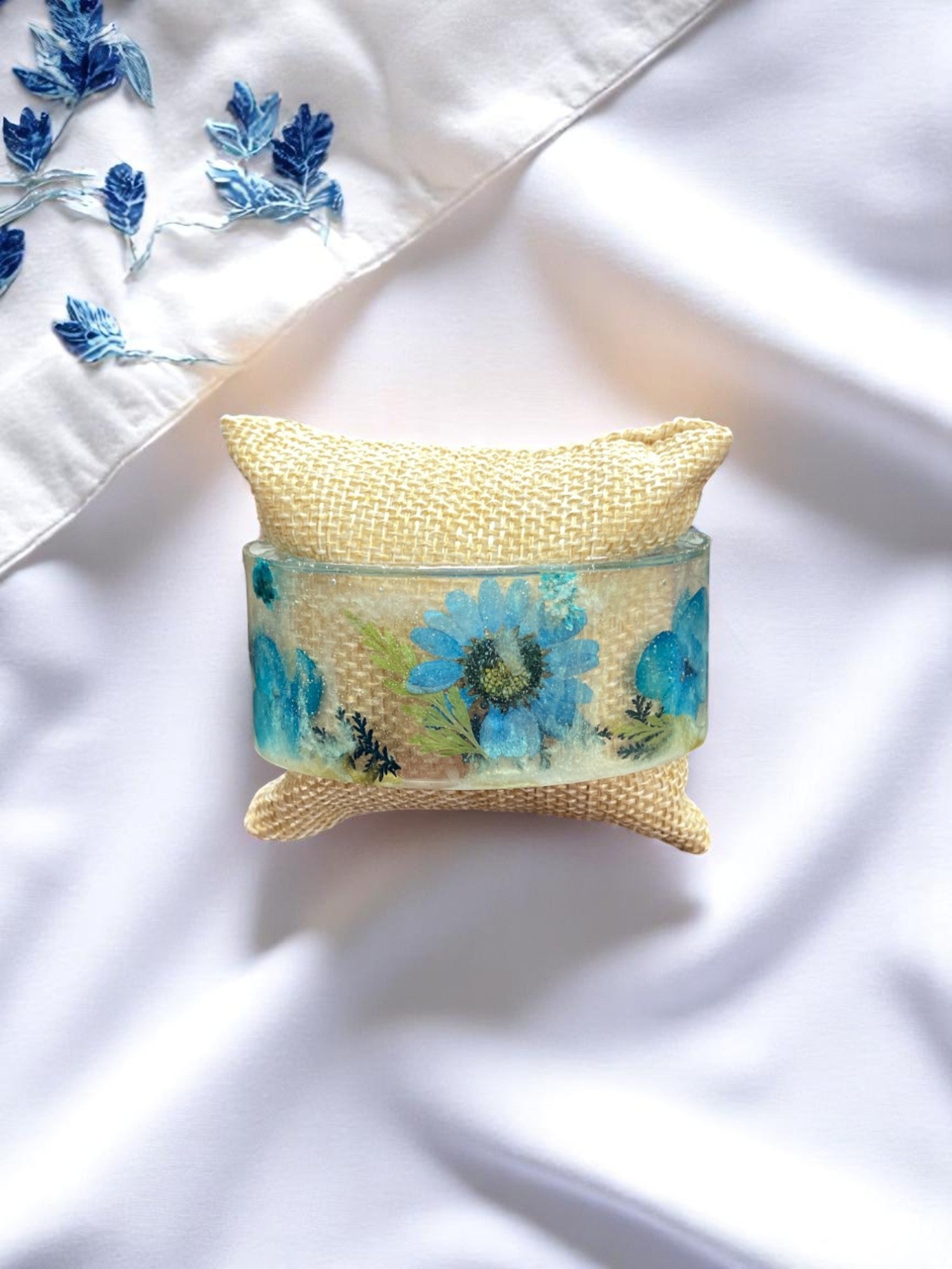 Colorful Handmade Pressed Flower Resin Cuff Bracelet | Unique Handmade Jewelry