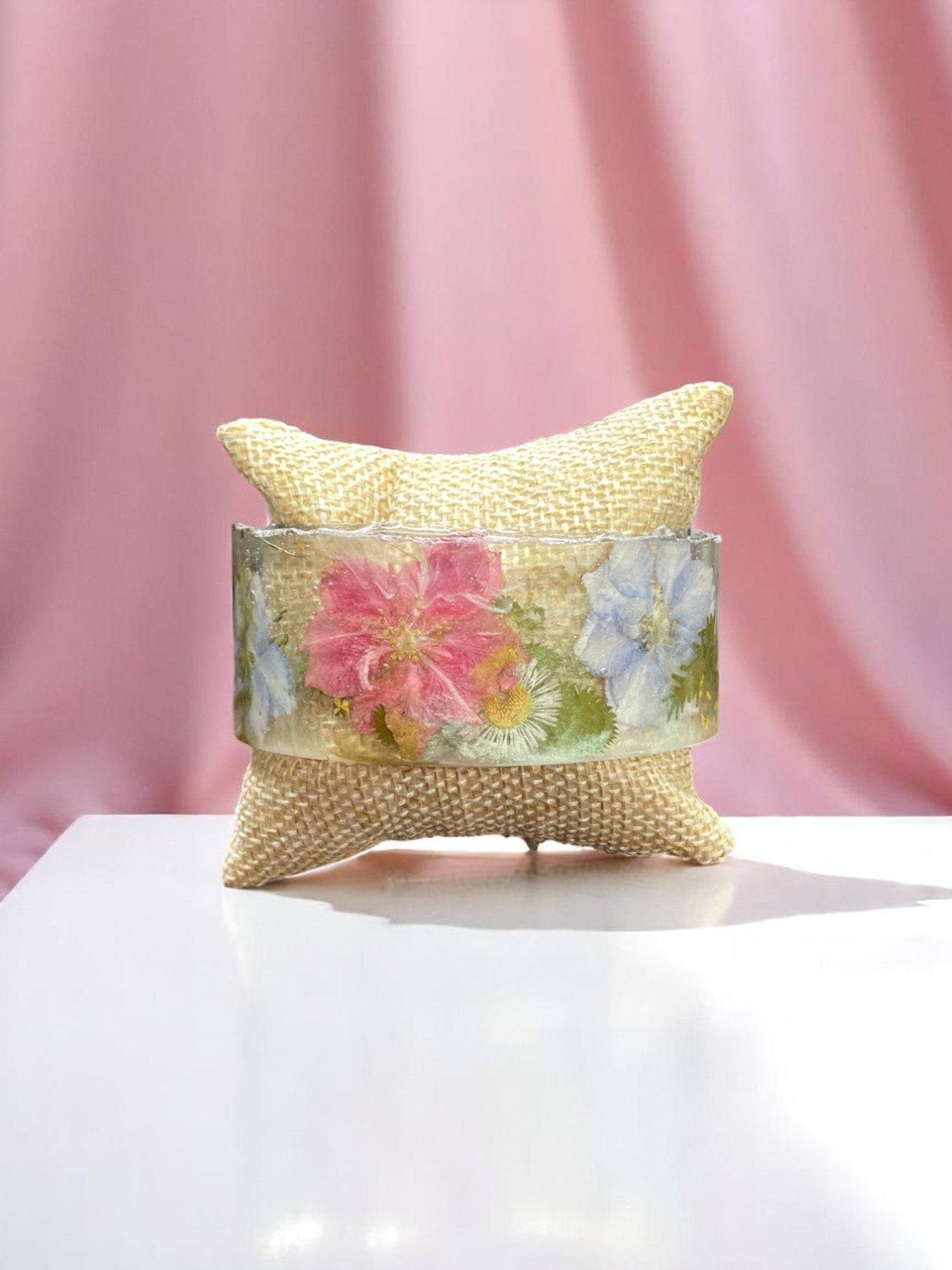 Pressed Flower Resin Cuff Bracelet | Unique Handmade Jewelry