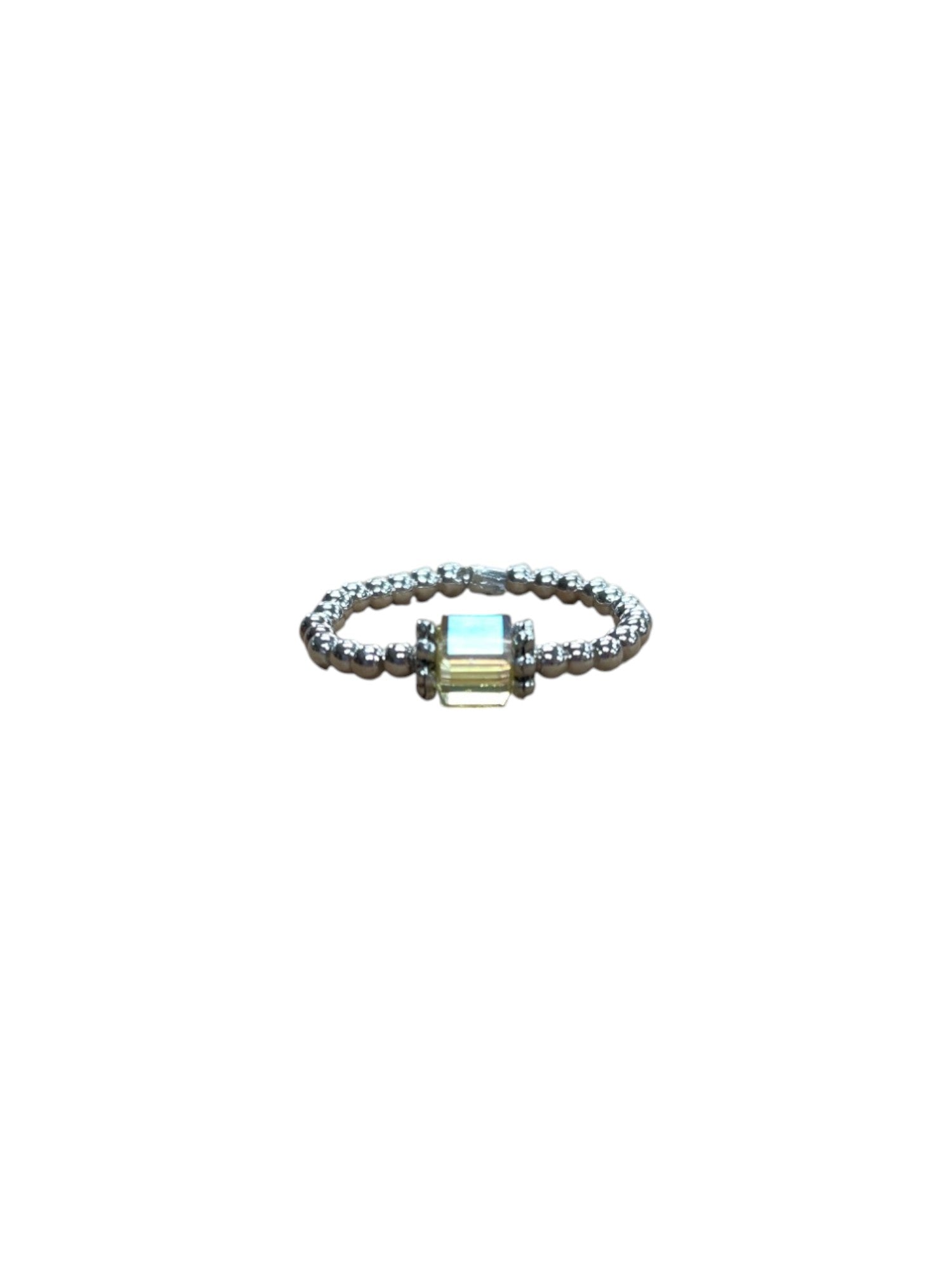 Square Crystal & Sterling Silver Ball Ring | Multiple Colors Available