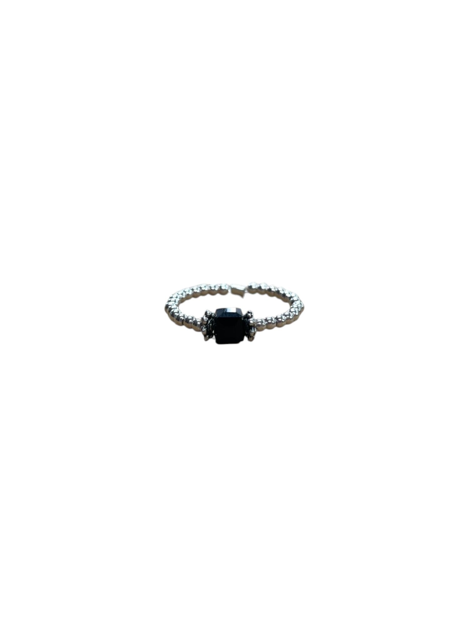 Square Crystal & Sterling Silver Ball Ring | Multiple Colors Available