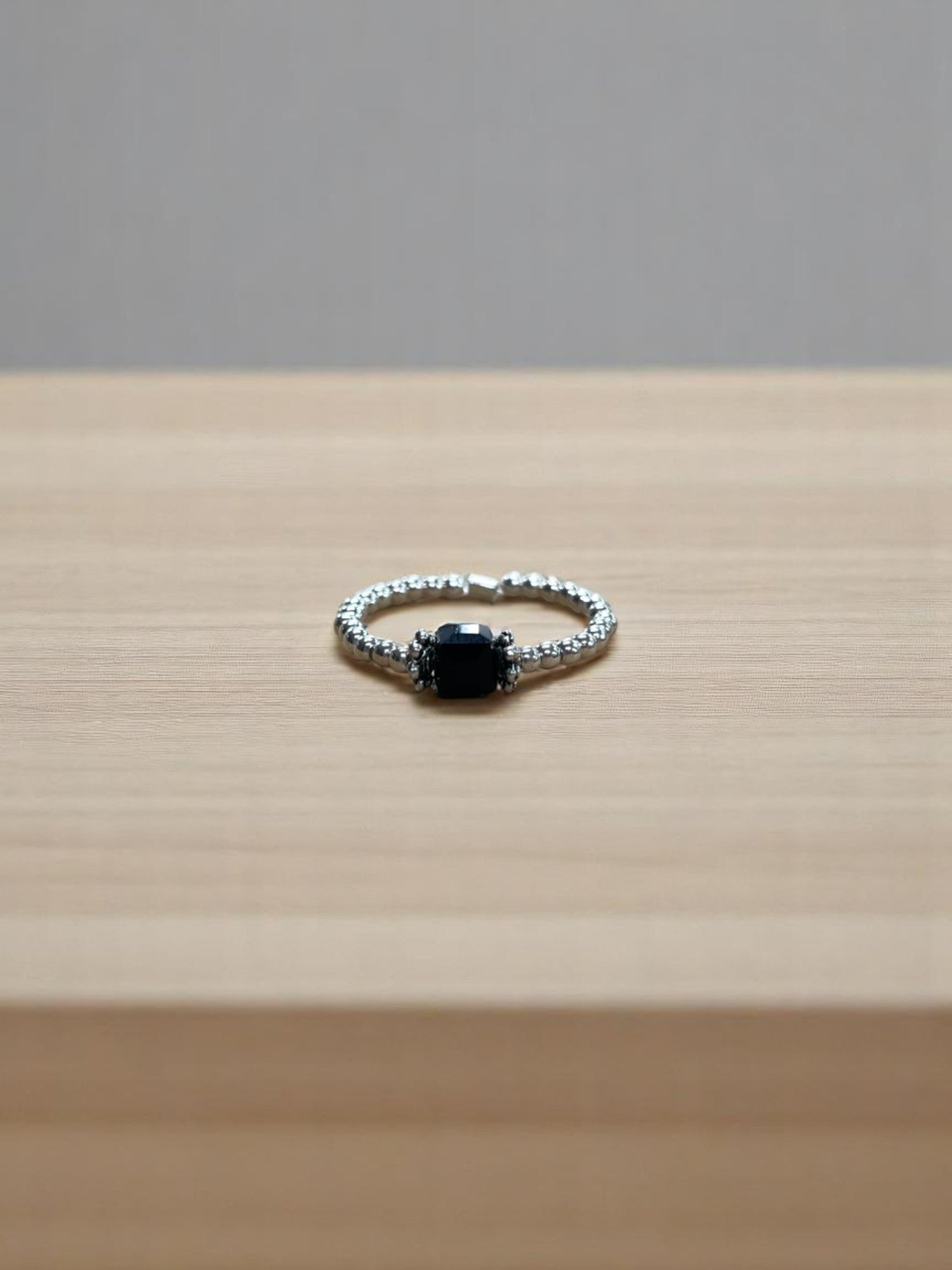 Square Crystal & Sterling Silver Ball Ring | Multiple Colors Available