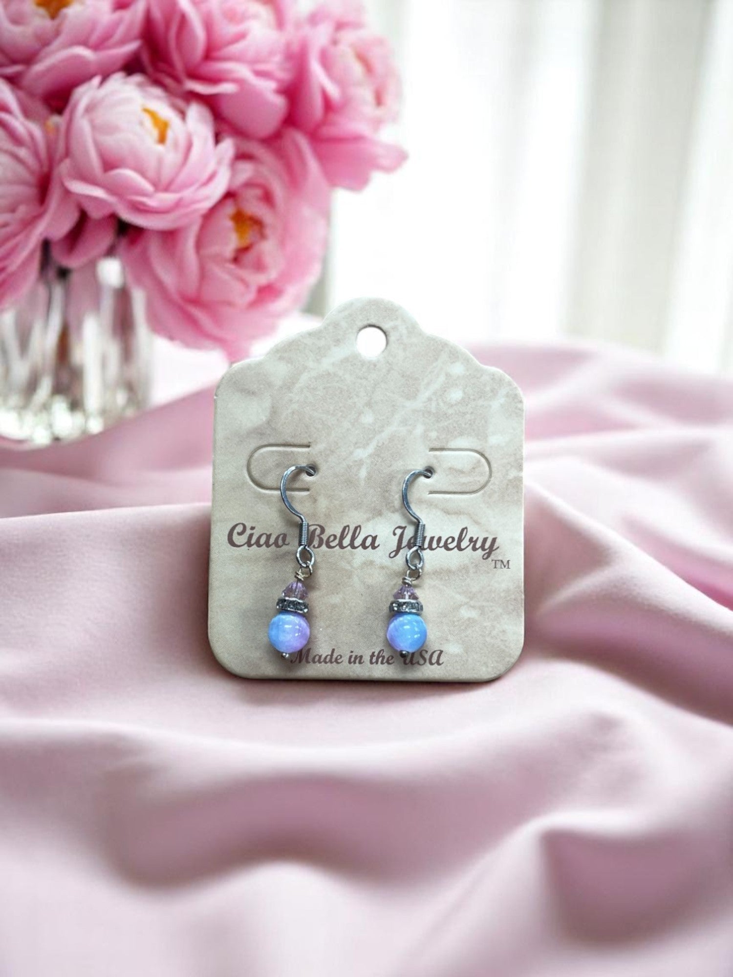 Ombre Bead Drop Earrings | Sea Green, Mystic & Magenta Variations