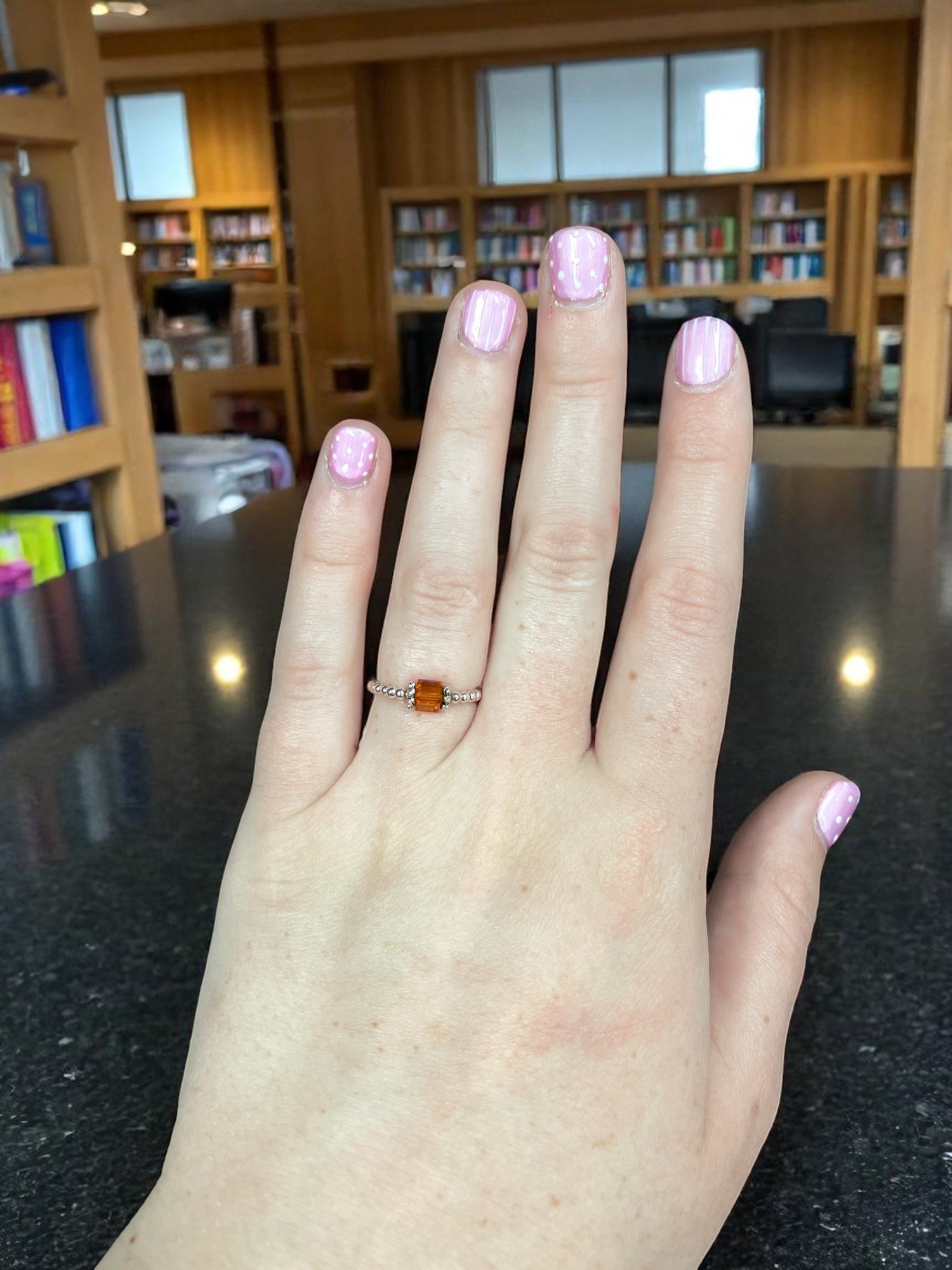 Square Crystal & Sterling Silver Ball Ring | Multiple Colors Available