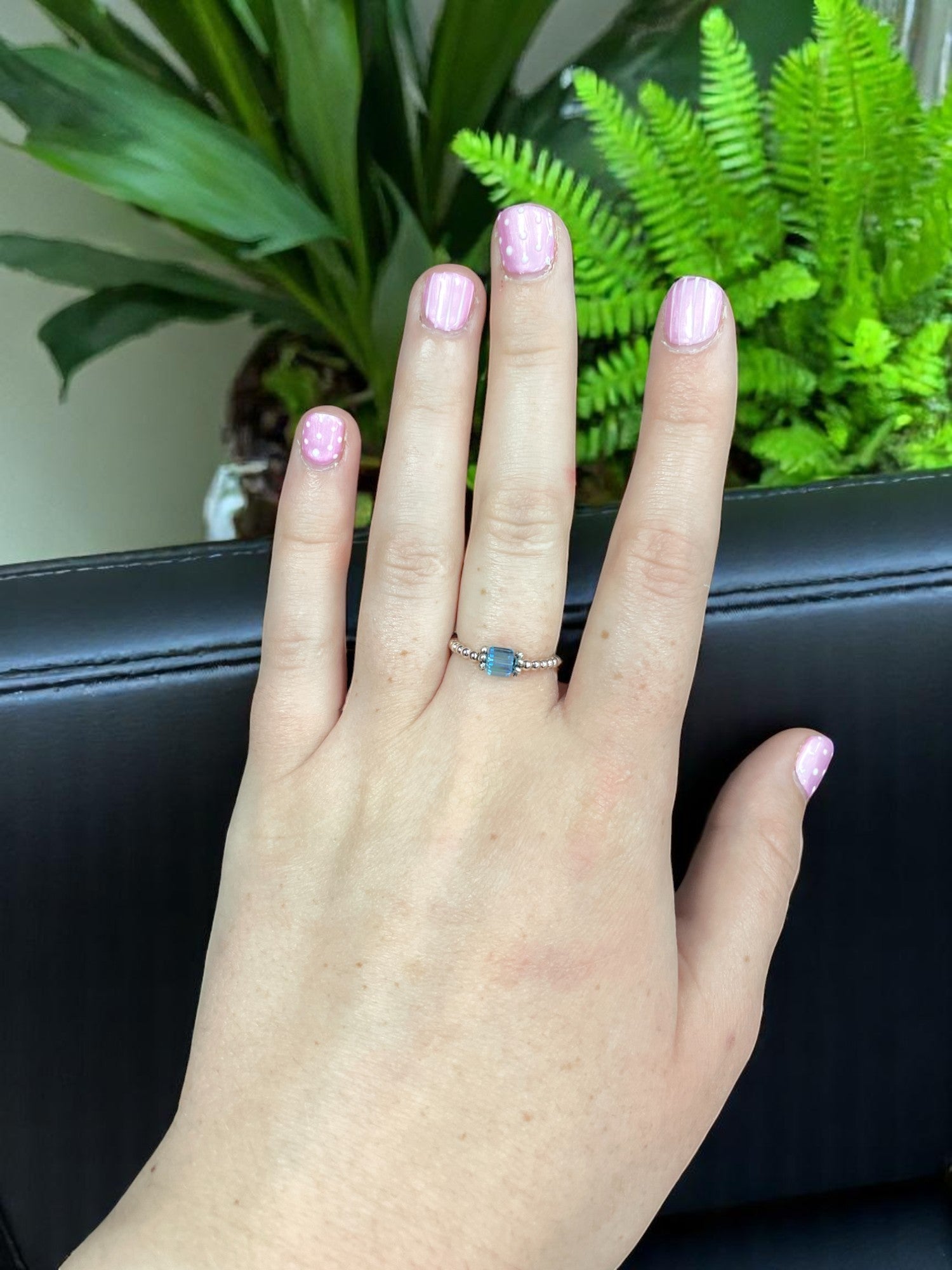 Square Crystal & Sterling Silver Ball Ring | Multiple Colors Available