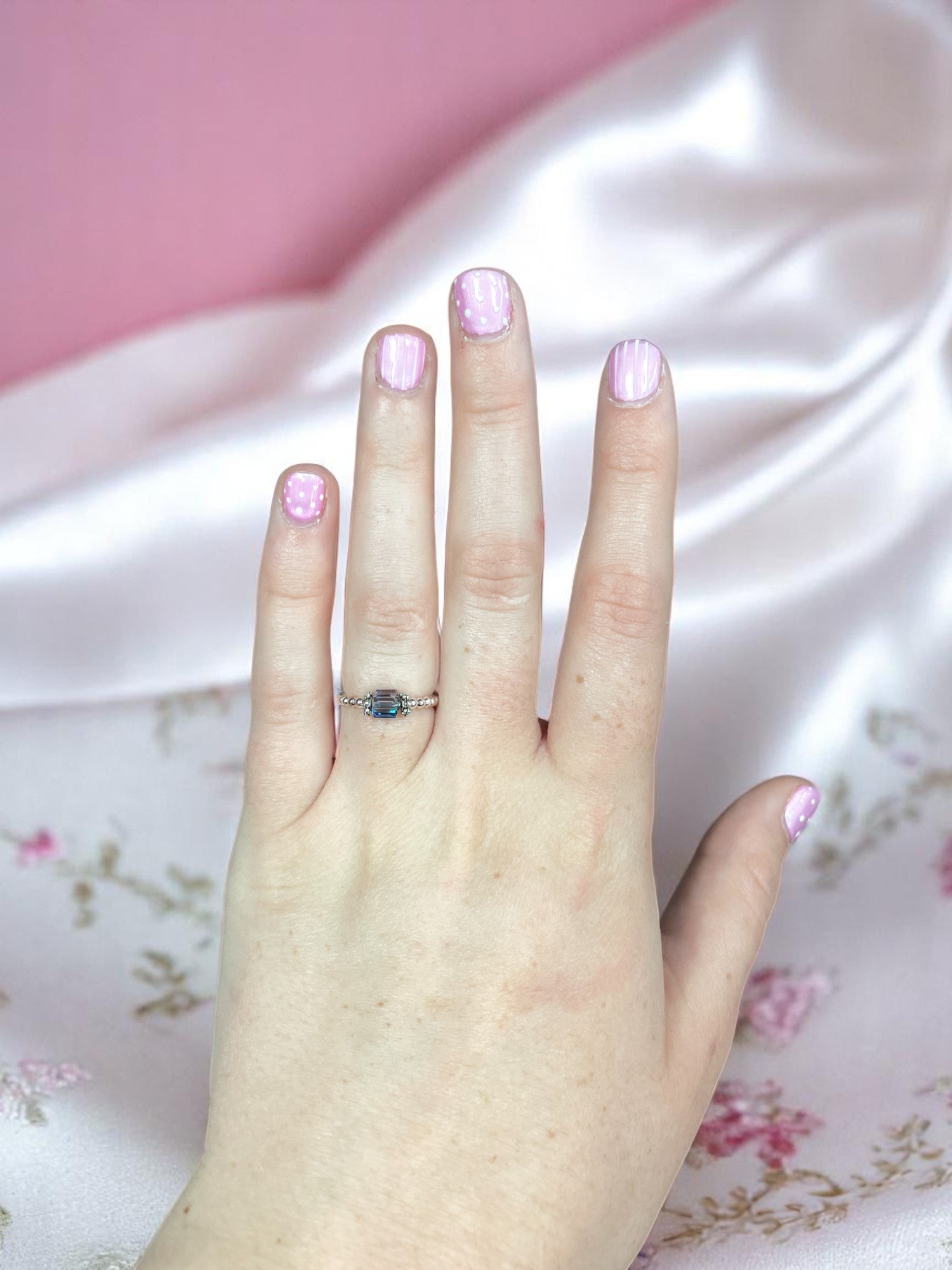 Square Crystal & Sterling Silver Ball Ring | Multiple Colors Available