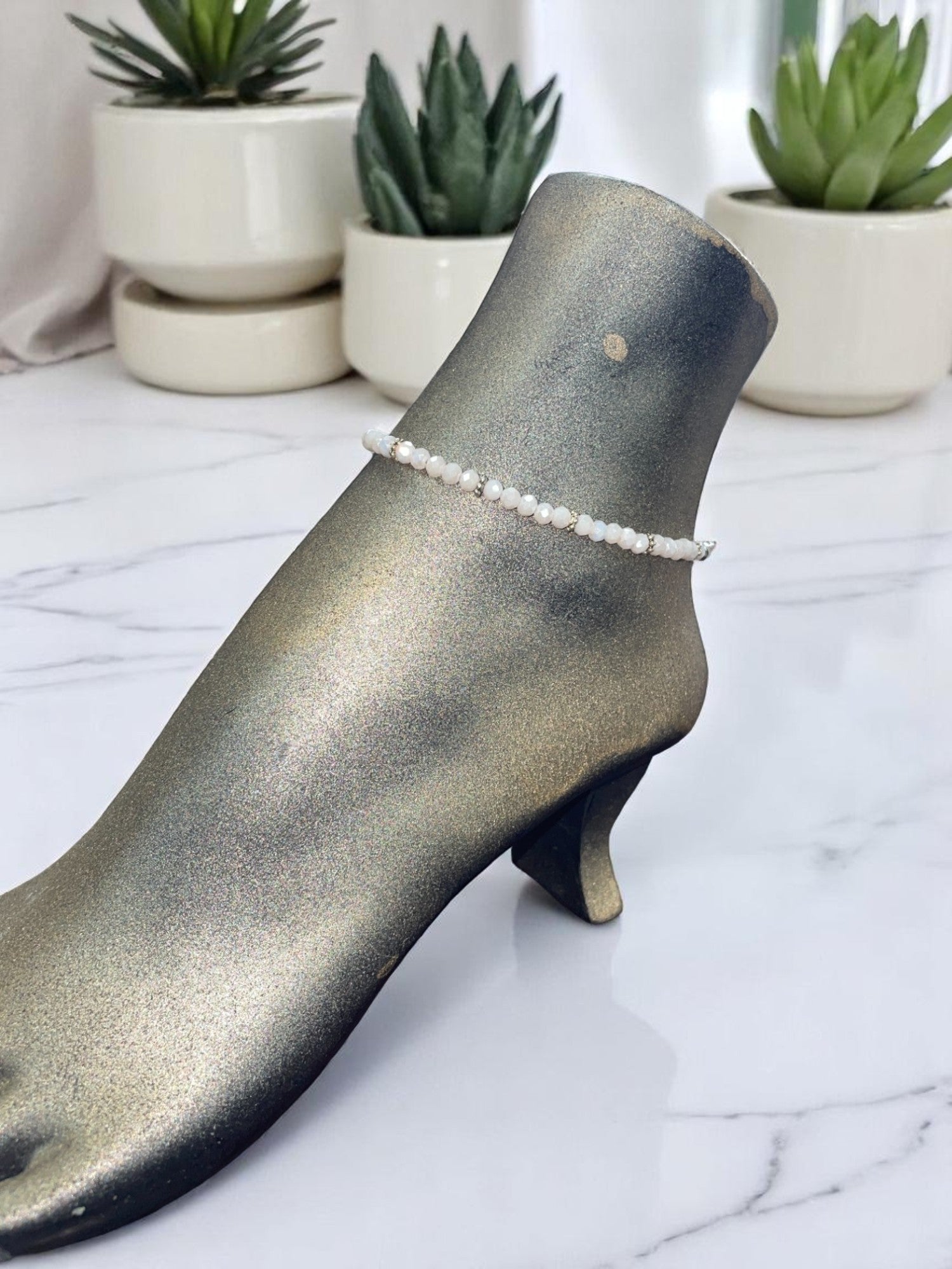 Sparkling Crystal Anklet with Extender Chain | A Touch of Summer Elegance